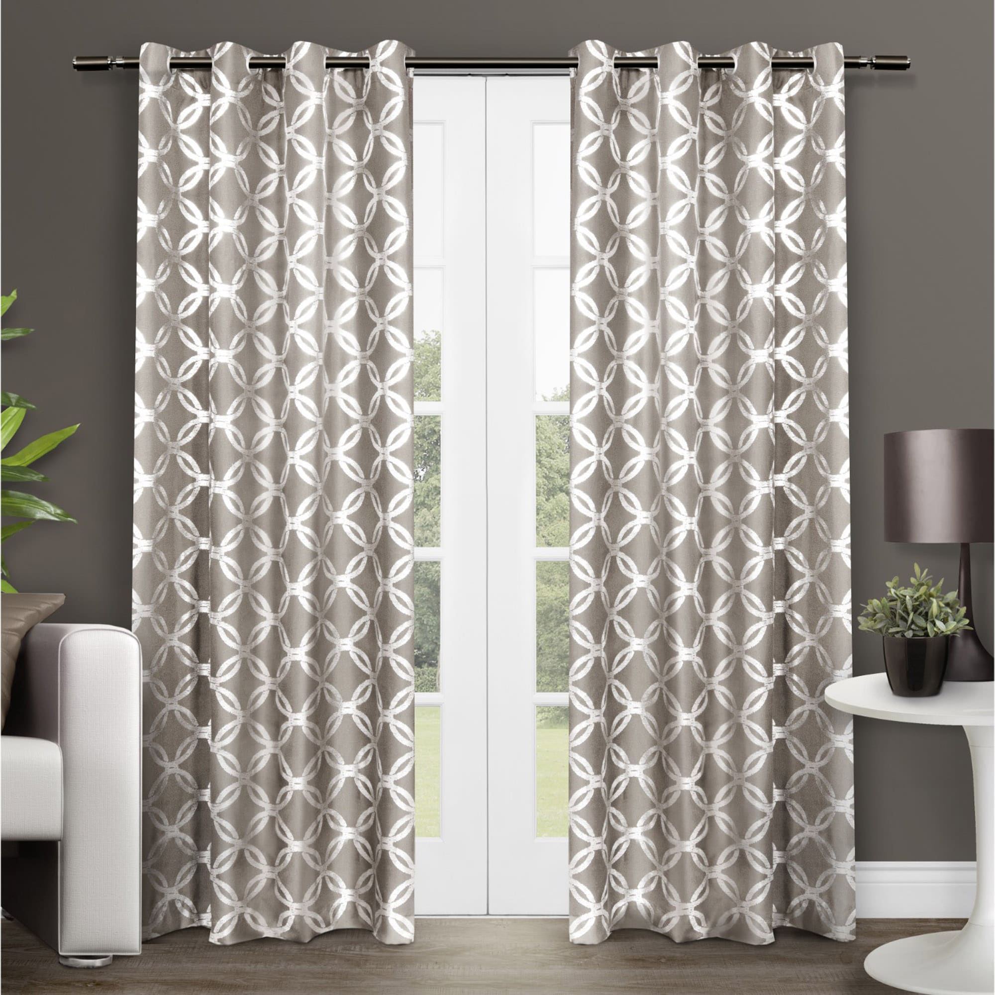 Exclusive Home EH8049-02 2-96G 96-in Natural Geometric Light filtering Grommet Curtain panel pair