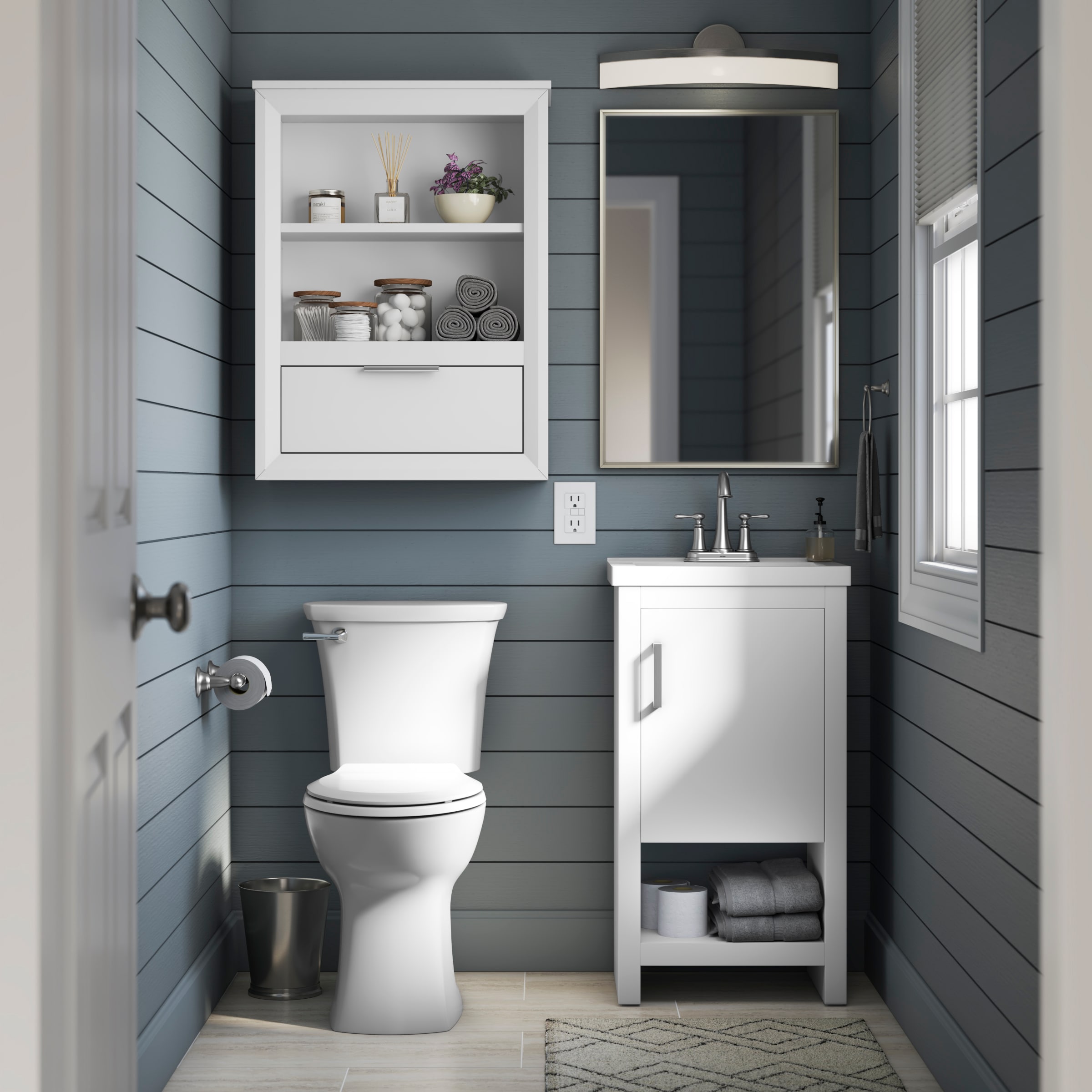 Bathroom Oak Basin Shelf - Sink Shelf 45cm Deep - Square Edge