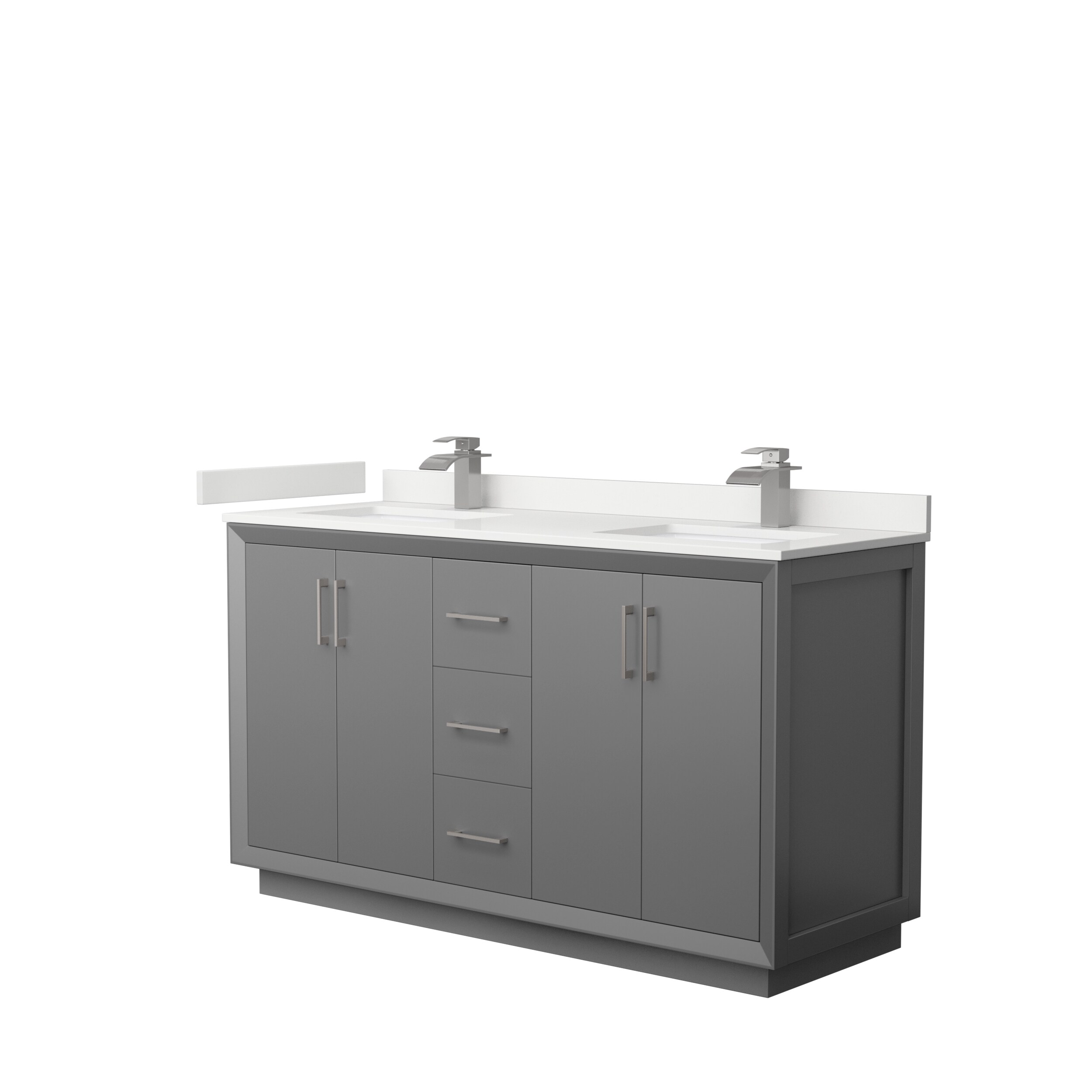 Wyndham Collection WCF414160DKGWQUNSMXX Strada 60-in Dark Gray Undermount Double Sink Bathroom Vanity with White Quartz Top