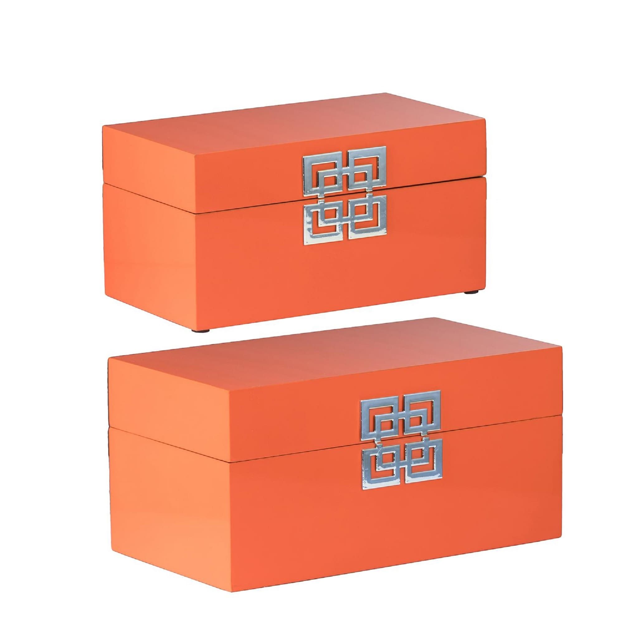 A&B Home 44574-ORAN-DS 2 -Pack Orange MDF Modern Decorative box