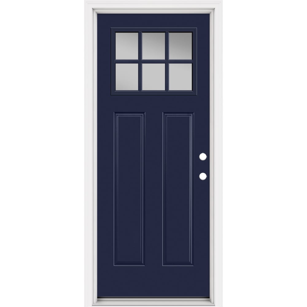 Masonite 321278 Steel Doors Series 32-in x 80-in x 4-9/16-in Steel Craftsman Left-hand inswing Eclipse Painted Prehung Front Door with Brickmould Insulating core