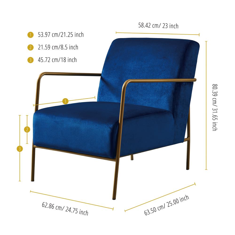 Versanora Chelsea Midcentury Navy Blue and Gold Accent Chair at Lowes.com