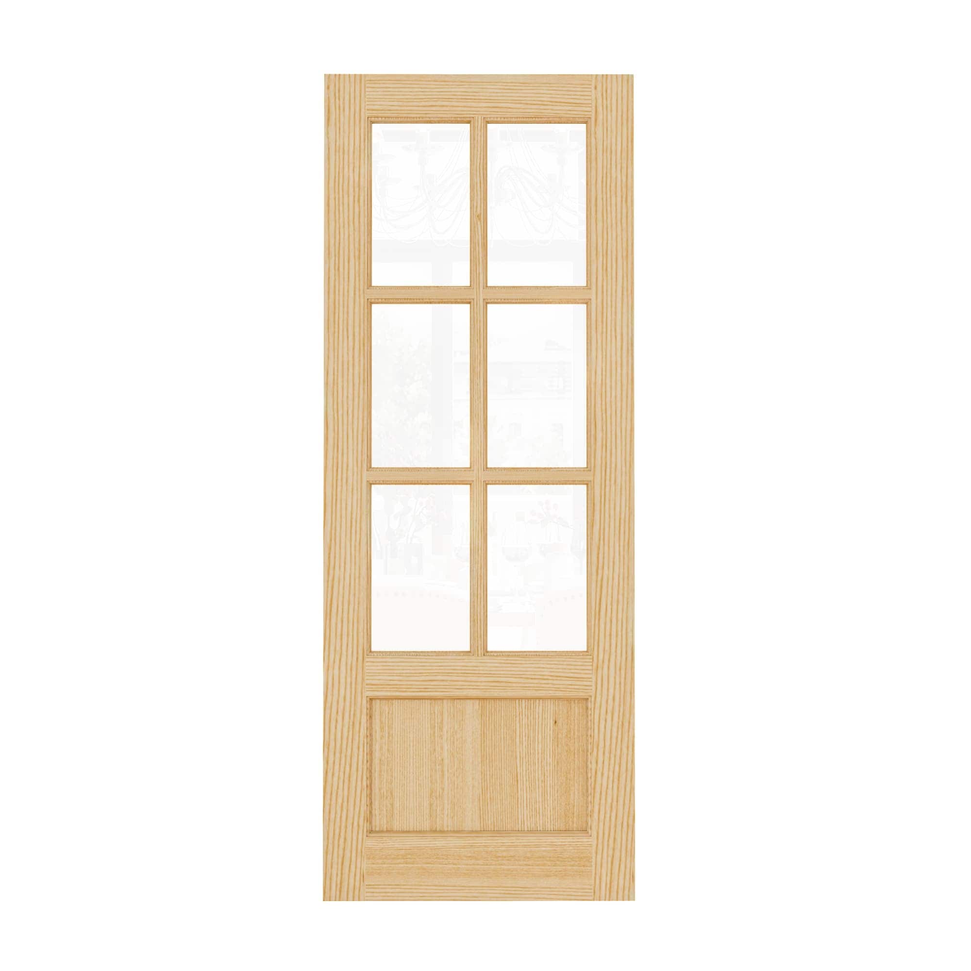 Ark Design 6 Lite Clear Glass Unfinished Pine Wood and Front Door Slab 30-in x 80-in