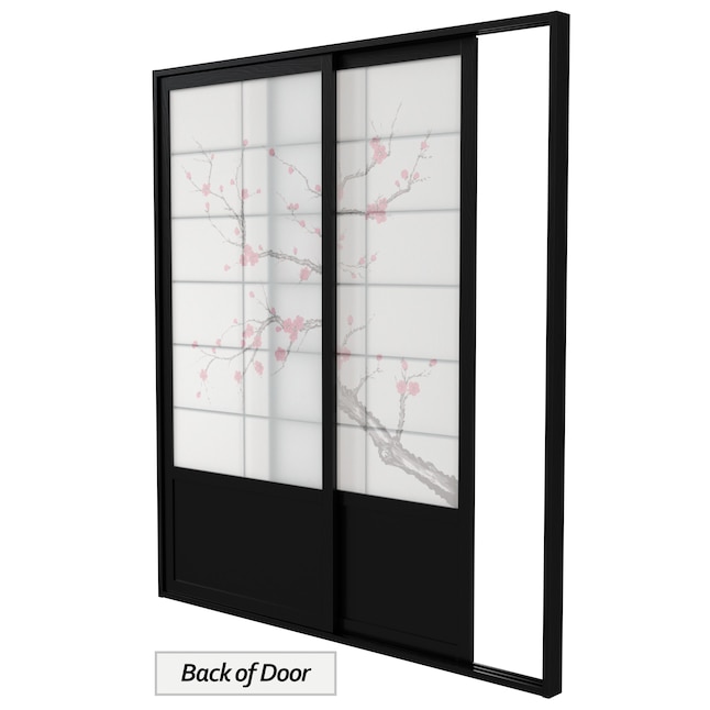 Red Lantern Oriental Furniture 72-in x 82-in Black 2-Panel Square Stained Pine Wood Sliding Door (Hardware Included) Red Lantern Oriental Furniture 72-in x 82-in Black 2-Panel Square Stained Pine Wood Sliding Door (Hardware Included)