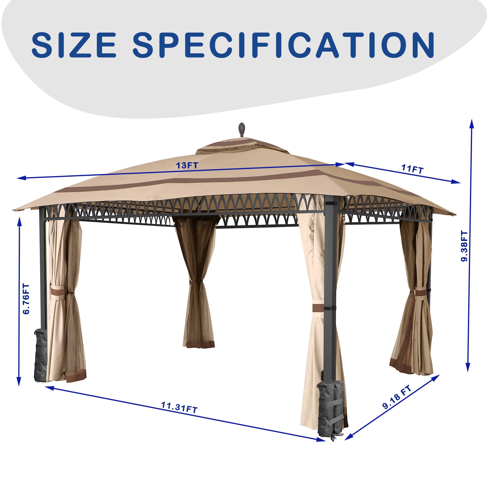 StarEcho AHGUS-CM-D1995B-K Wood-Resin-Gazebos - View #7