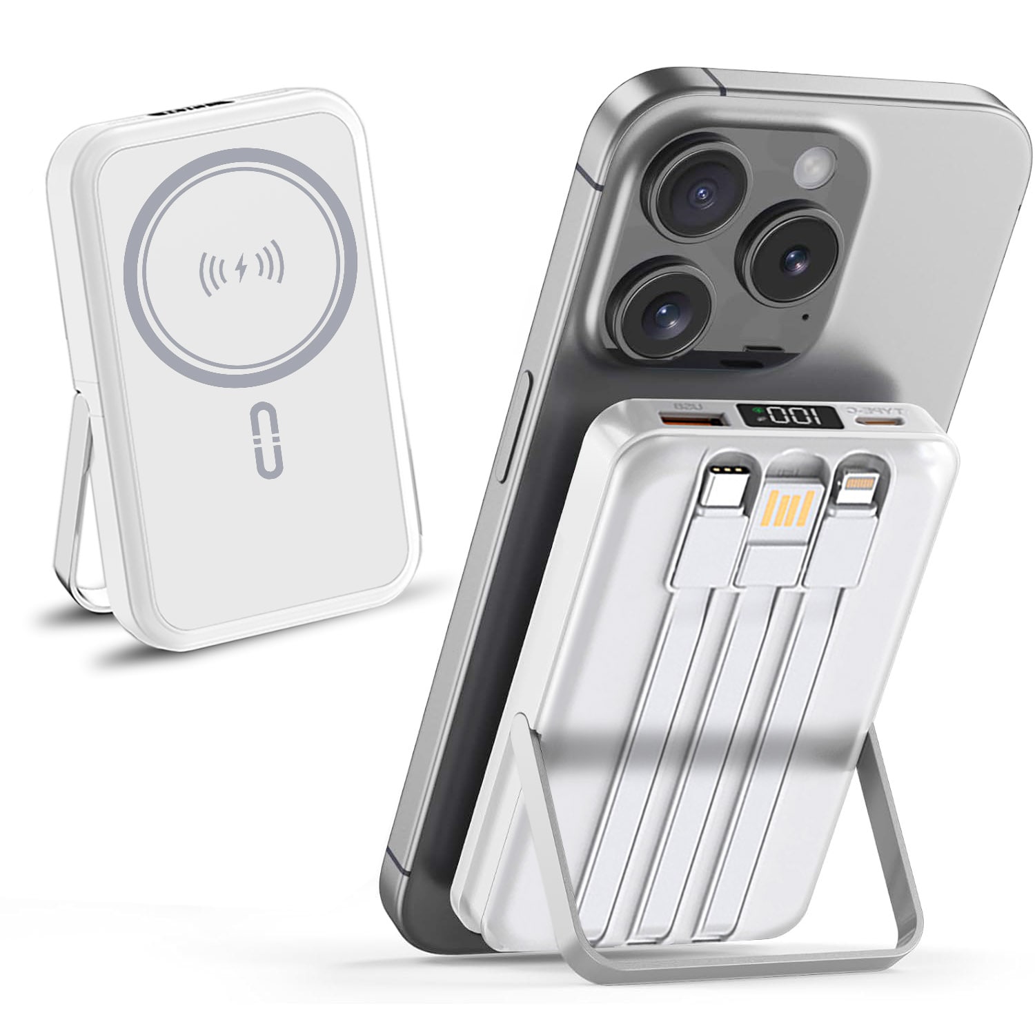 Alpha Digital ZL329-WT Micro USB USB-C Lightning Power Bank 2-Ports
