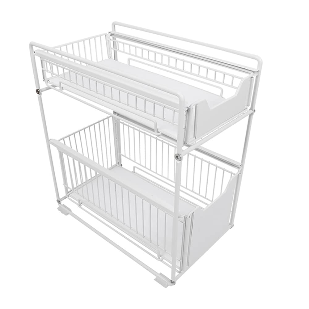 Style Selections 9-in W x 10.63-in H 2-Tier Freestanding Plastic Pull-out  Sliding Basket Kit in the Cabinet Organizers department at