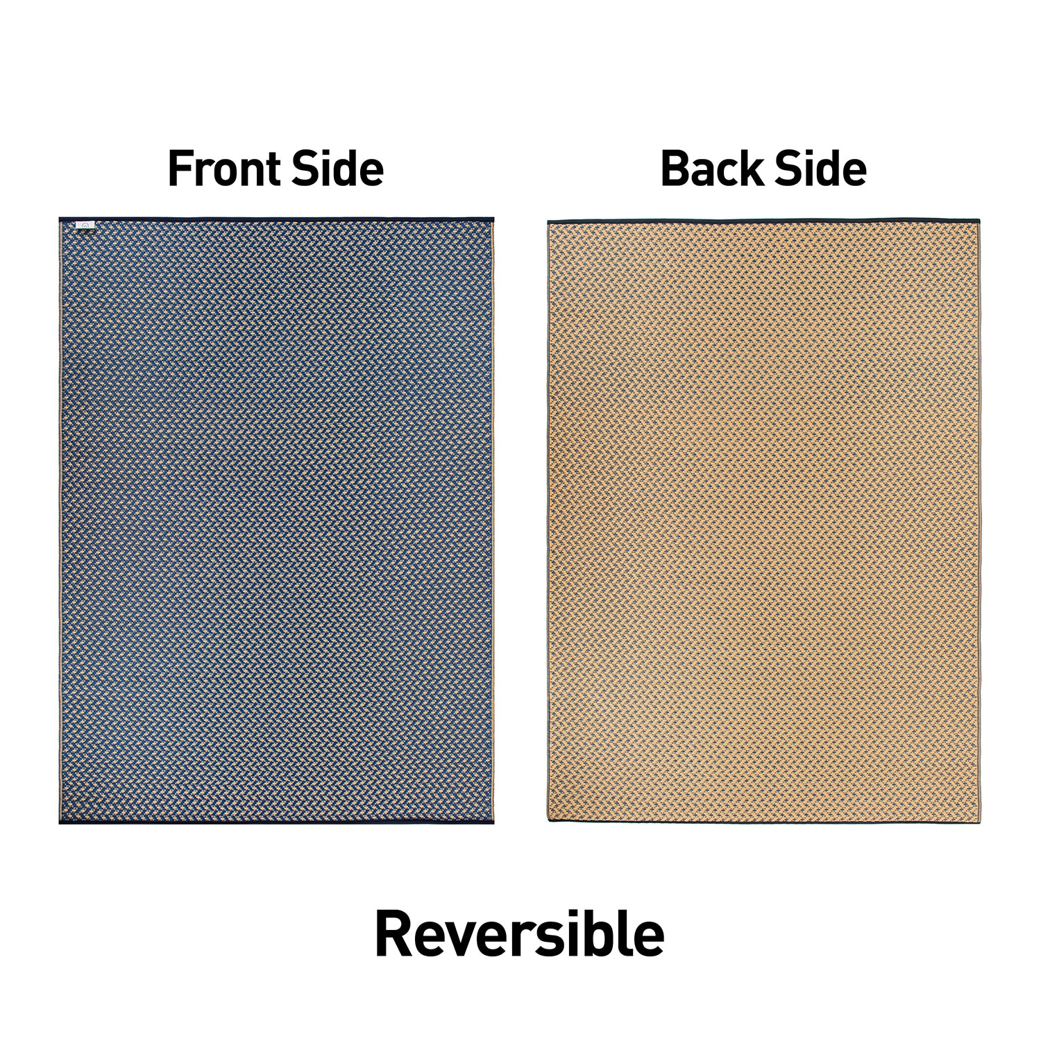 Blue Rectangular Reversible Synthetic Indoor/Outdoor Rug 5' x 7'
