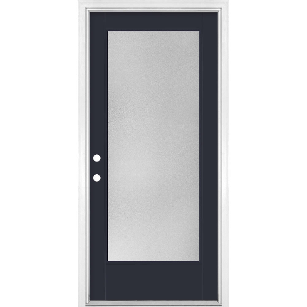 Masonite 1524000 VistaGrande Pear 36-in x 80-in x 4-9/16-in Fiberglass Full lite Left-hand inswing Eclipse Painted Prehung Front Door with Brickmould Insulating core