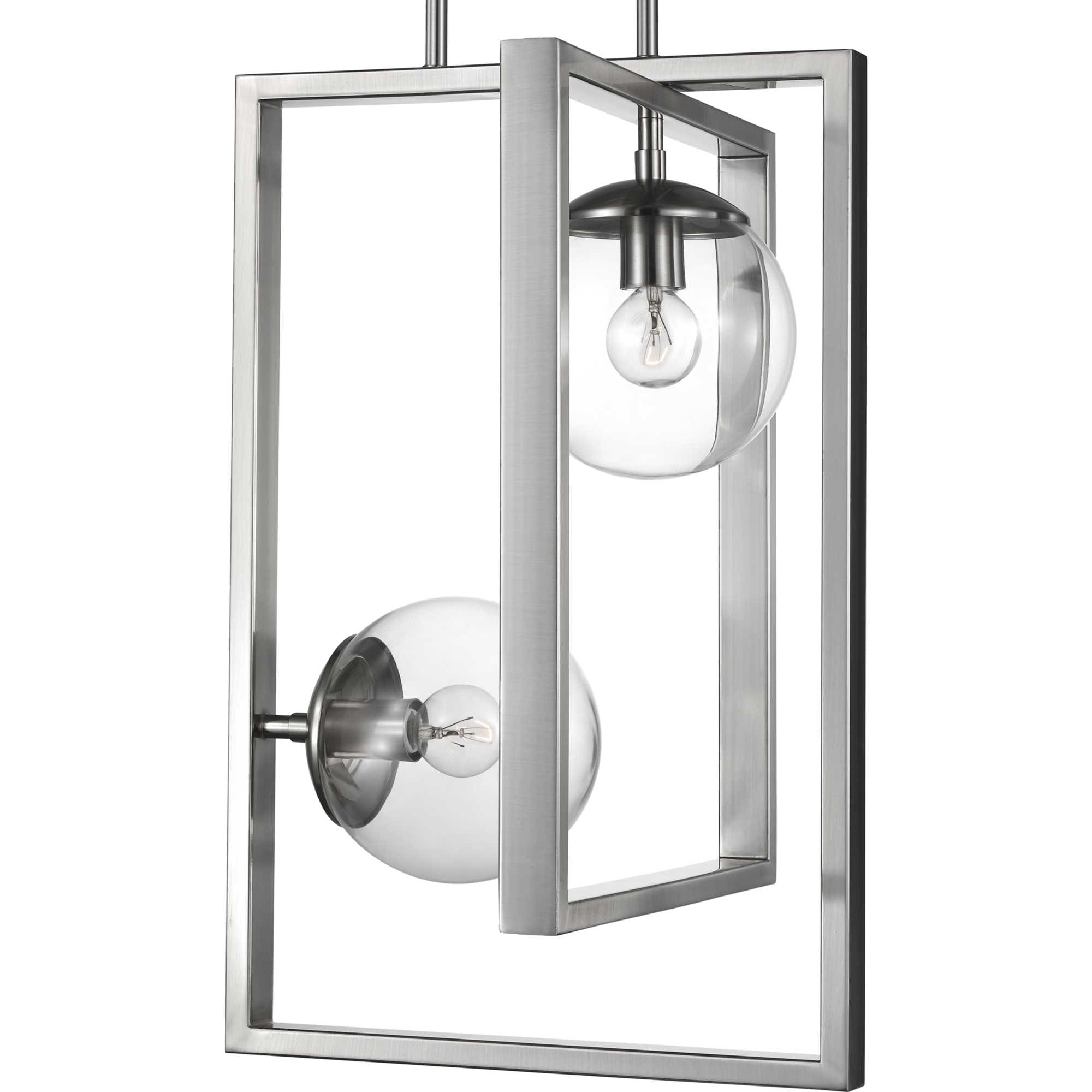 Progress Lighting P500284-009 Atwell 2 -Light Brushed Nickel Modern/contemporary Clear glass Globe Medium Hanging Pendant light