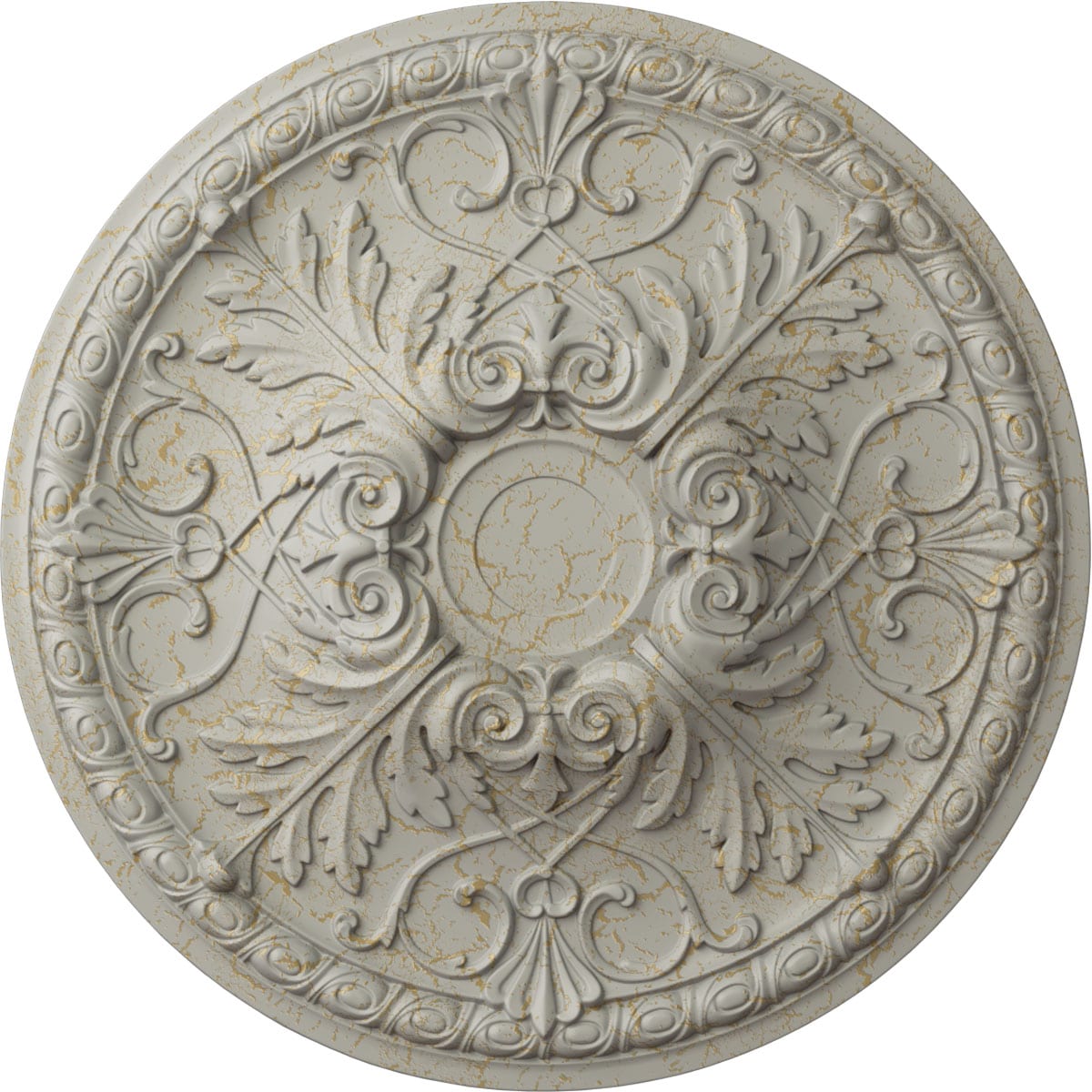 Ekena Millwork CM32TNPCC Tristan 32.375-in W x 32.375-in L Painted Pot Of Cream Crackle Polyurethane Whole Ceiling Medallion