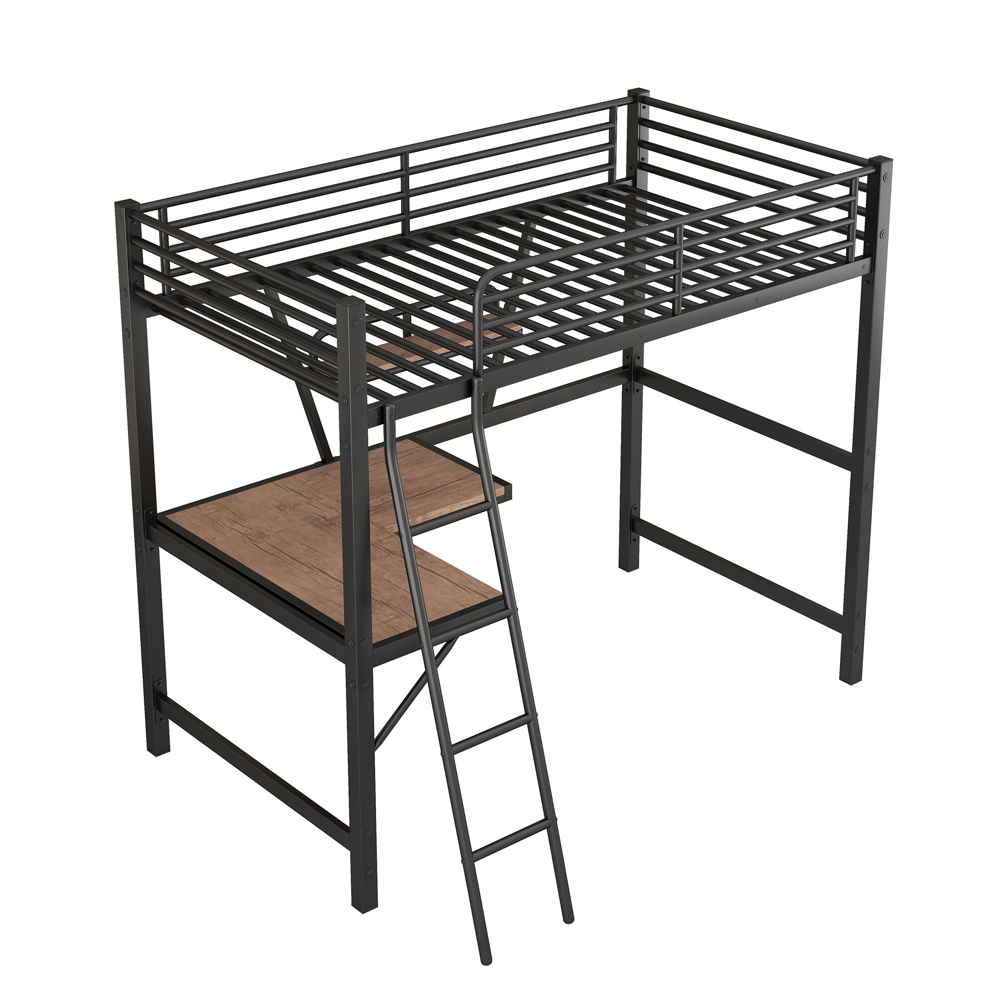 Nestfair LQB285B Black Twin Metal Bed frame Bed