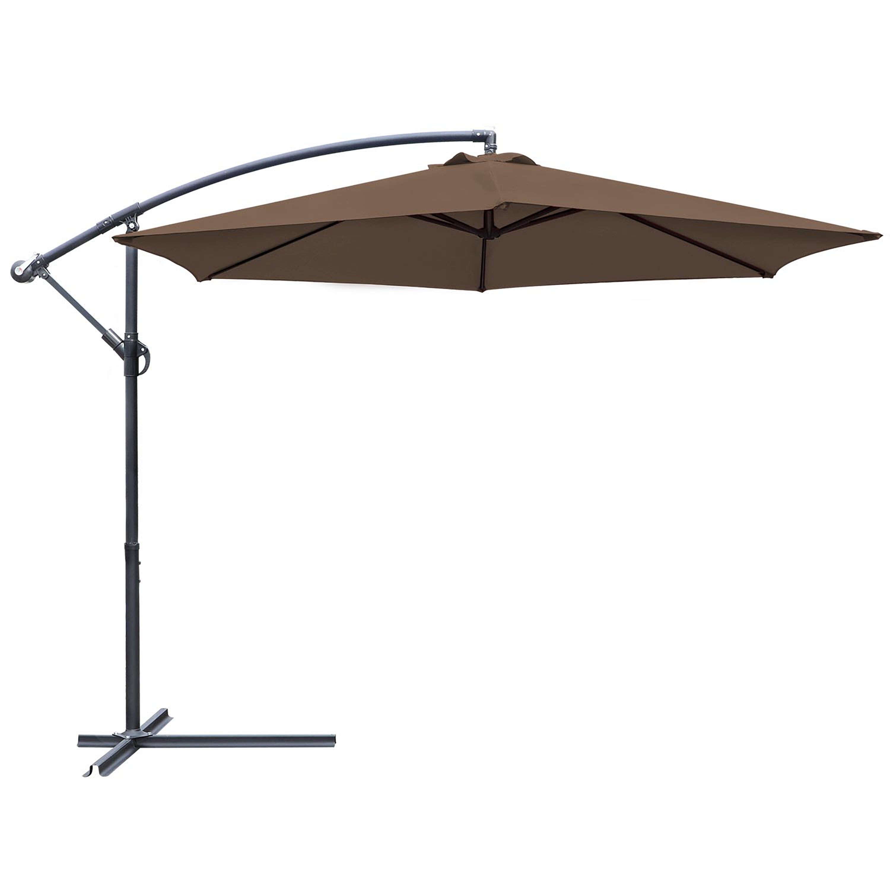 Vineego LS-BUB9338 9.5-Feet Steel Brown Garden Patio Umbrella with Base