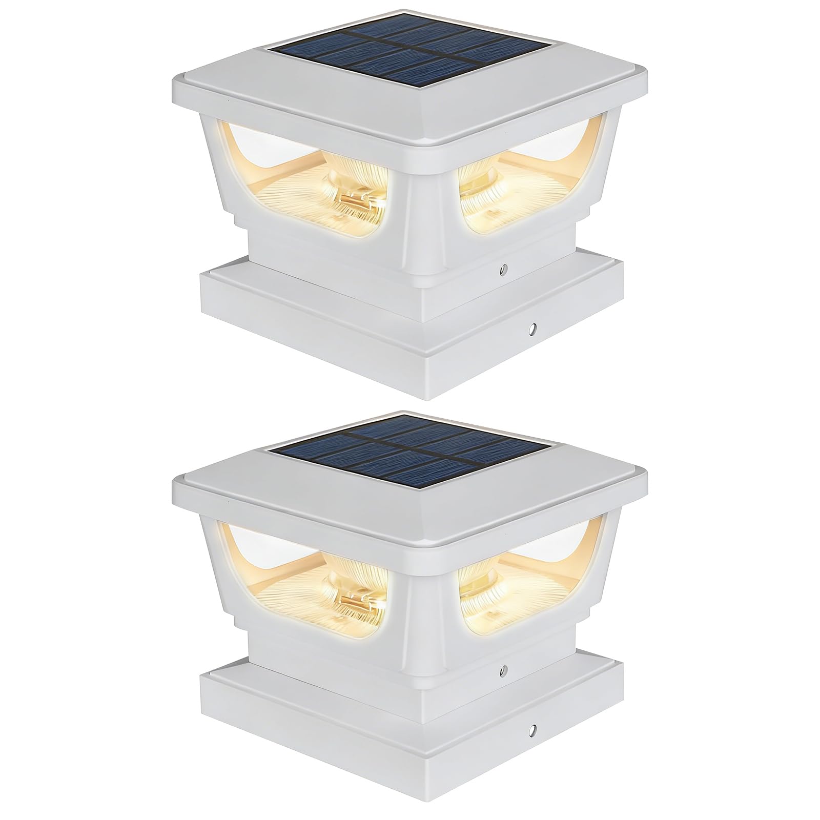 SenQWFa  Solar Post Cap Light Outdoor Fits 4 by 4 Wood 3 by 3 and 4 by 4 PVC Vinyl Posts Warm White LED Fence Deck Post Lights Solar Powered IP65