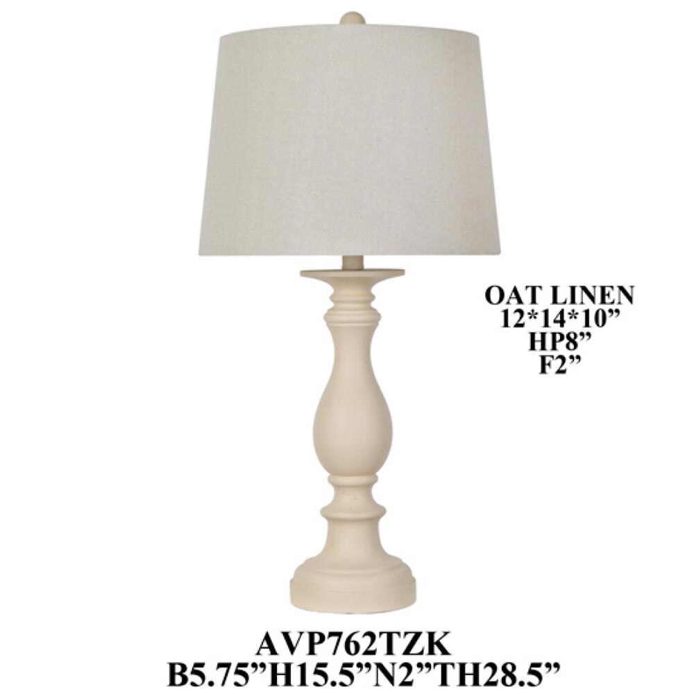 Crestview Collection AVP762TZKSNG Crestview White 3-Way Table Lamp with Linen Shade