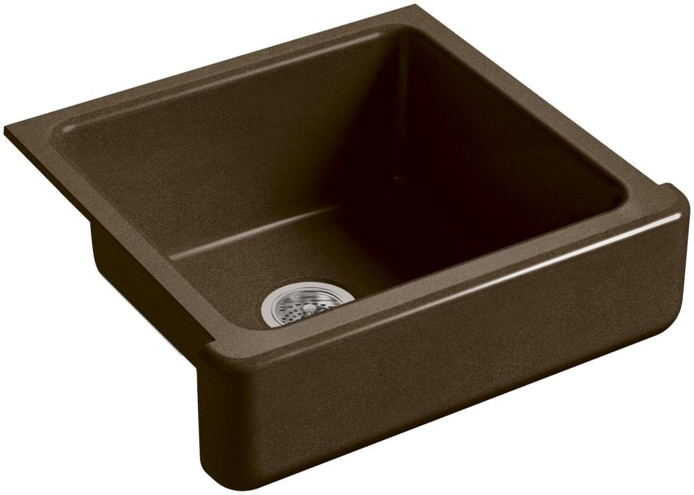 KOHLER 5664-KA Whitehaven Farmhouse Apron Front 23.5-in x 21.56-in Black N' Tan Single Bowl Cast Iron Kitchen Sink
