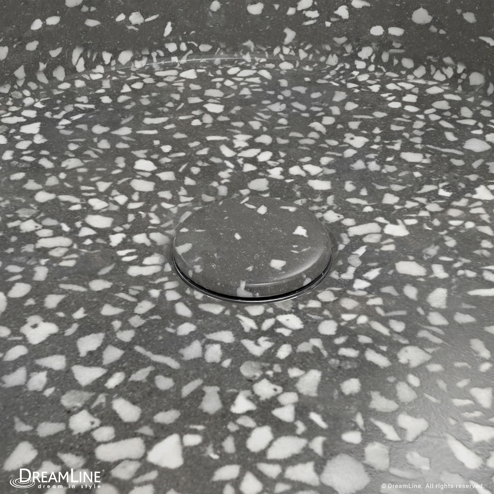 Ambia Dark Grey Terrazzo Round Above-Counter Vessel Sink