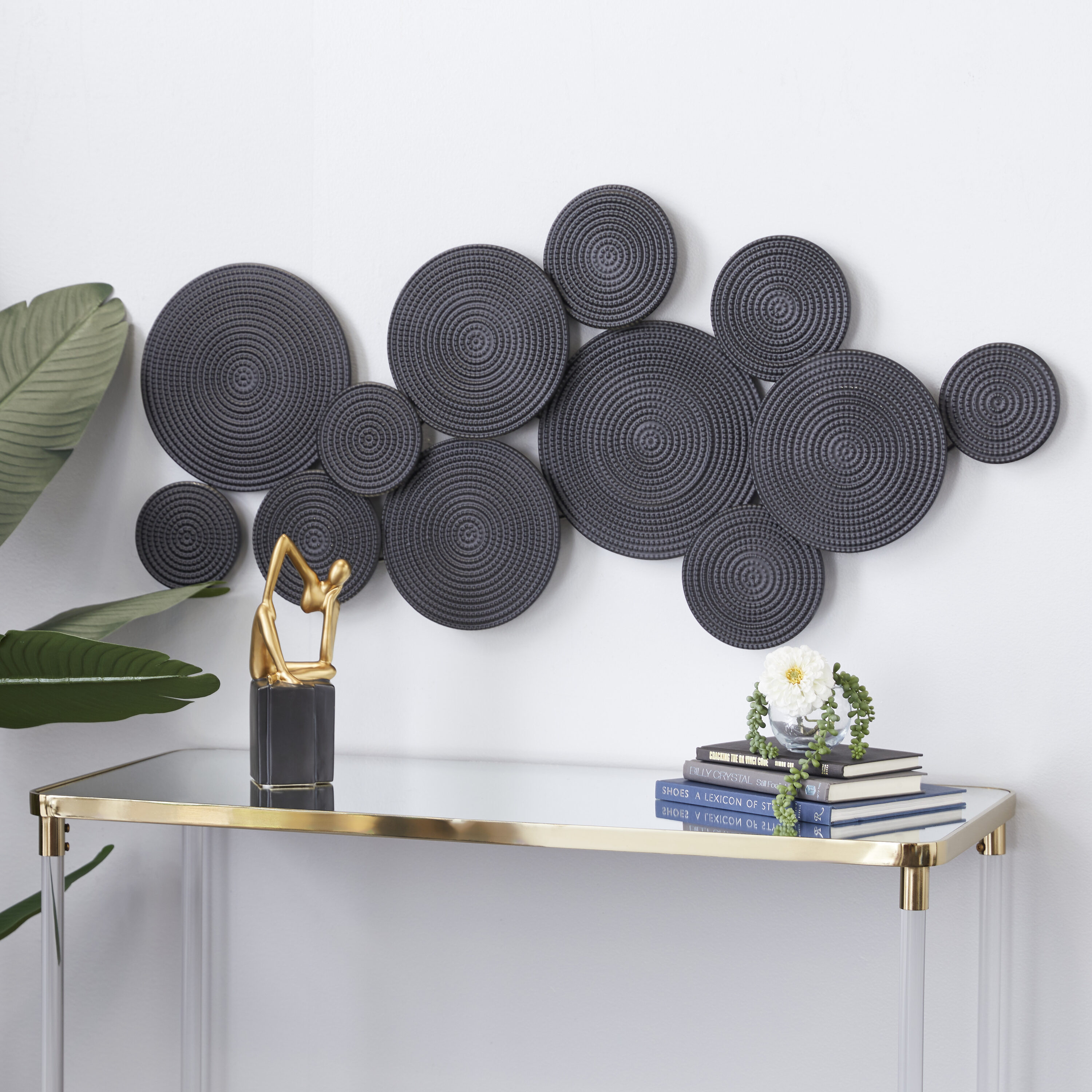 Grayson Lane 47.5-in W x 23-in H Metal Plate with Textured Circles Abstract  Wall Sculpture in the Wall Accents department at