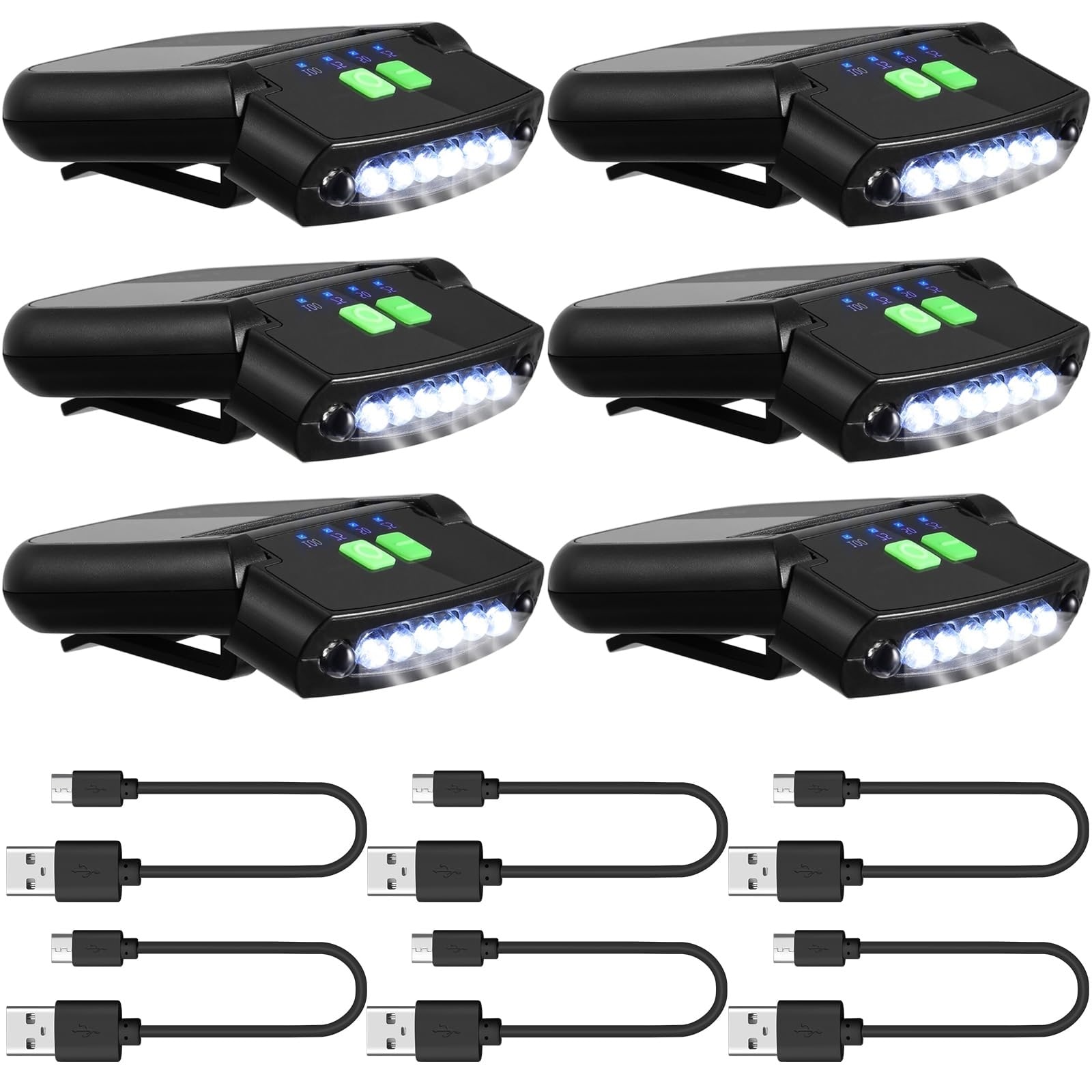 Vrbgify 2 Pack LED Clip On Cap Light USB Rechargeable 6 LED Ultra Bright Waterproof Hat Flashlight Headlamp Rotates 180 Degrees for Camping Fishing #LVG0427P62