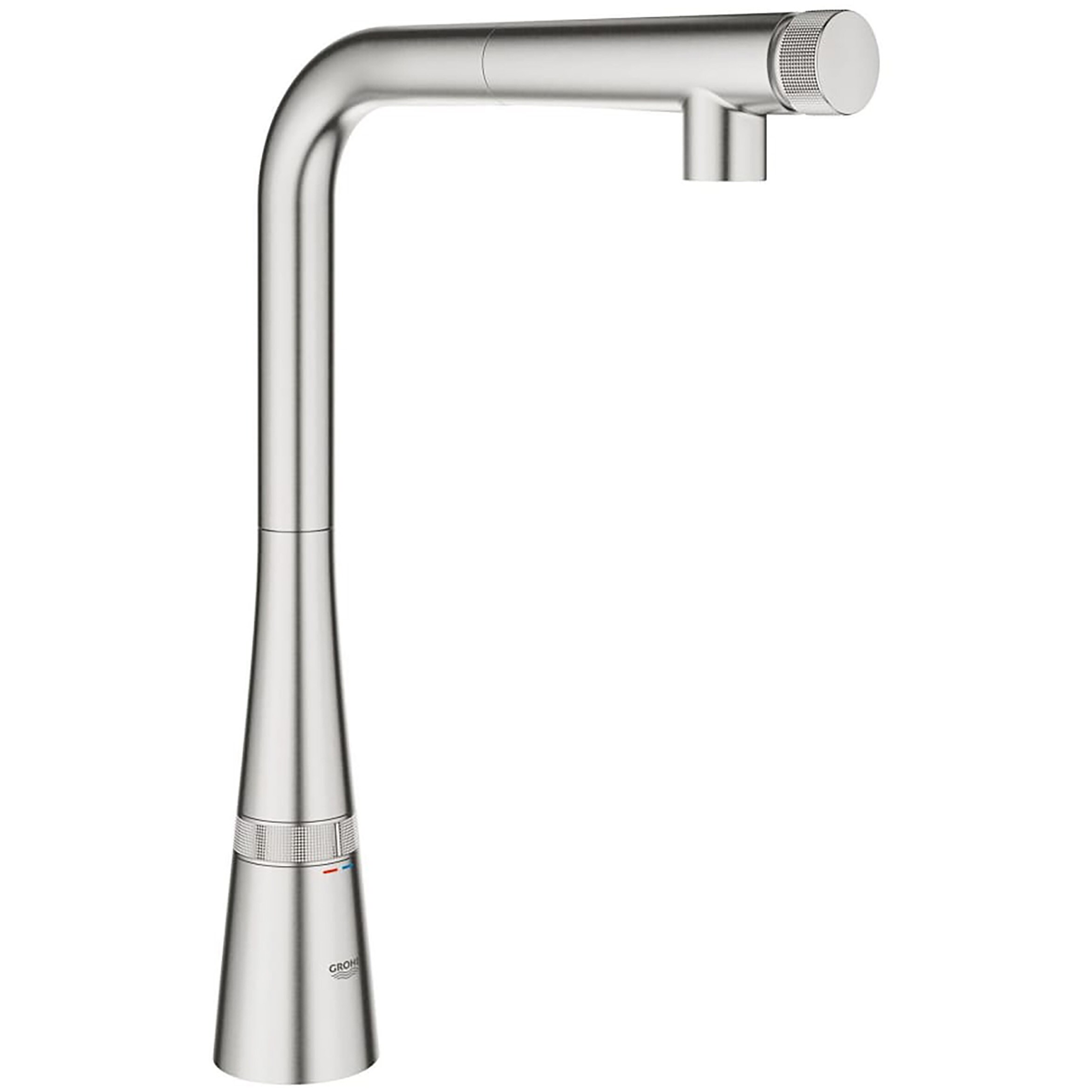 GROHE 31559DC2 Zedra SuperSteel Single Handle Deck-mount Touch-on Pull-down Kitchen Faucet with Sprayer