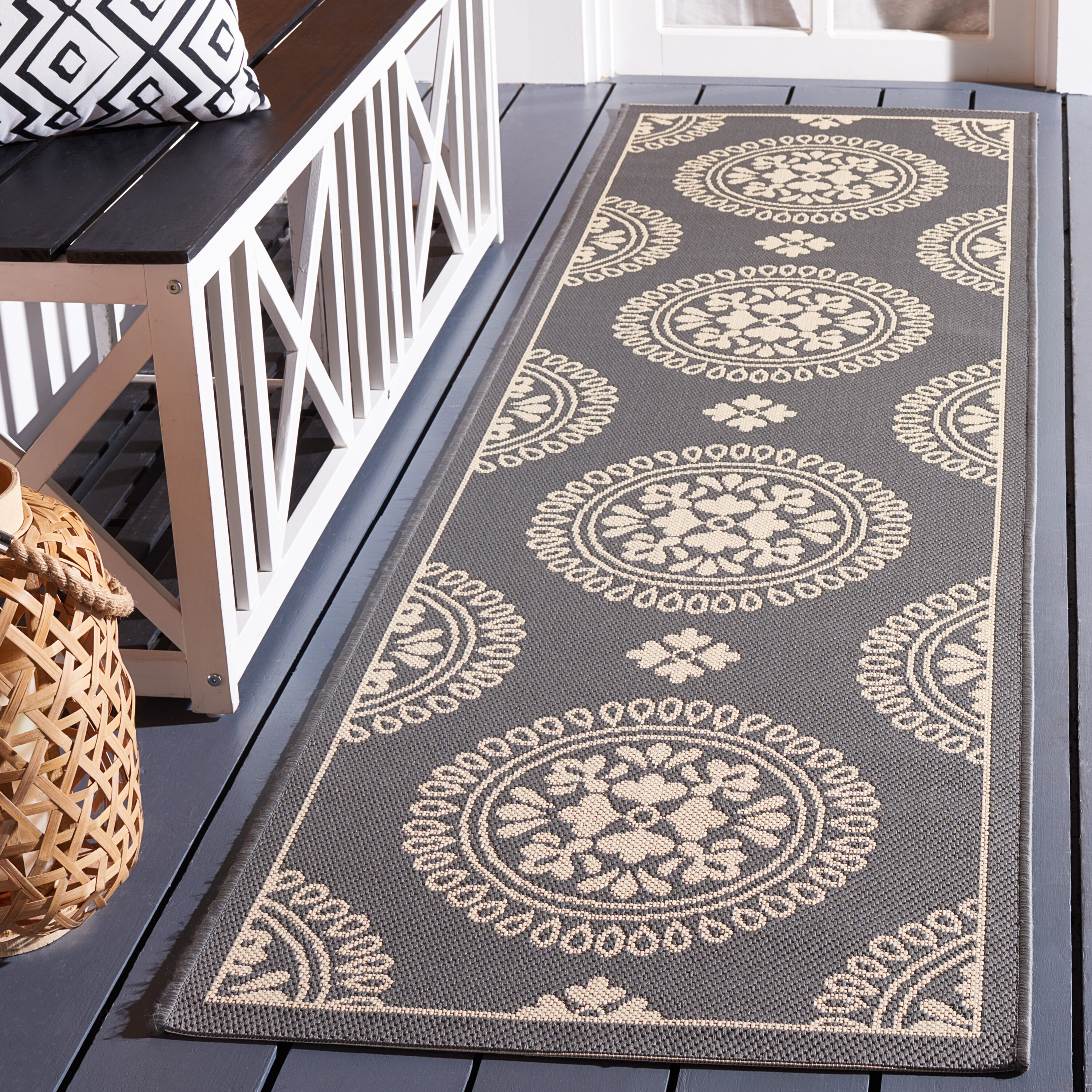 Courtyard 6716-236 Gray 2 x 8 Rectangular Runner rug
