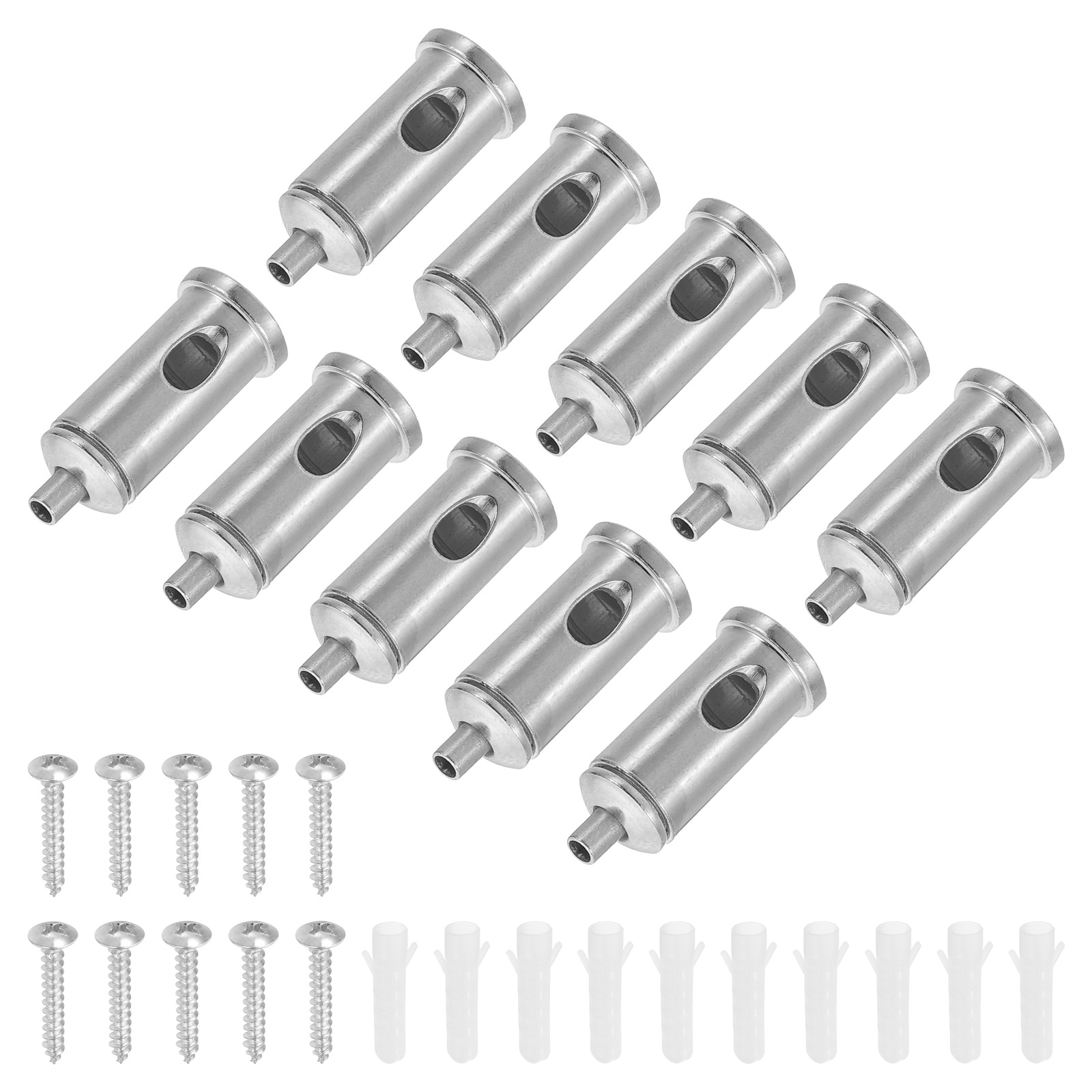 PATIKIL 10pcs Cord Grip Connector Adjustable Steel Wire Rope Cable Clamp with Base for Suspending Chandelier Panel Lamp Lighting Accessories Silver