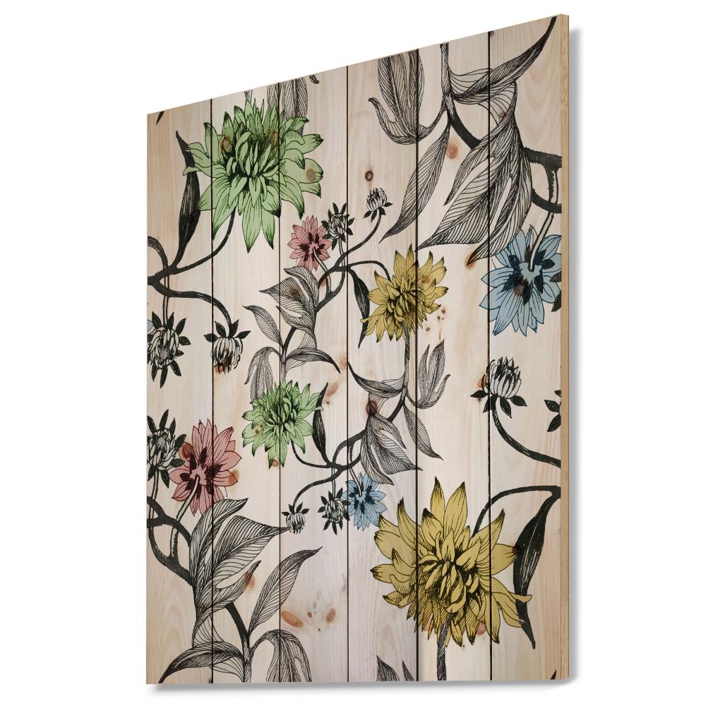 Designart 40-in H x 30-in W Floral Wood Print in the Wall Art ...