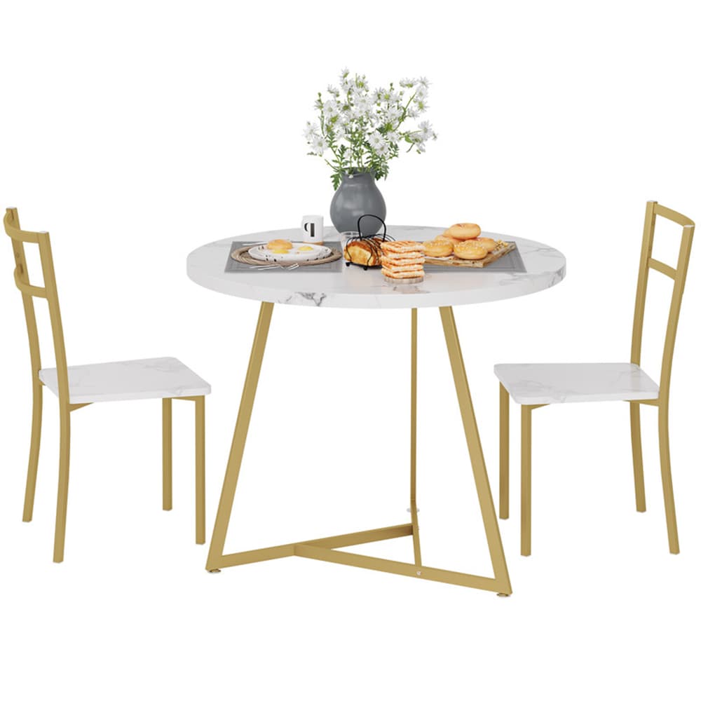 Garvee PHO-0Y8X6P5B White Contemporary/Modern Dining Room Set with Round Table ( Seats 2 )