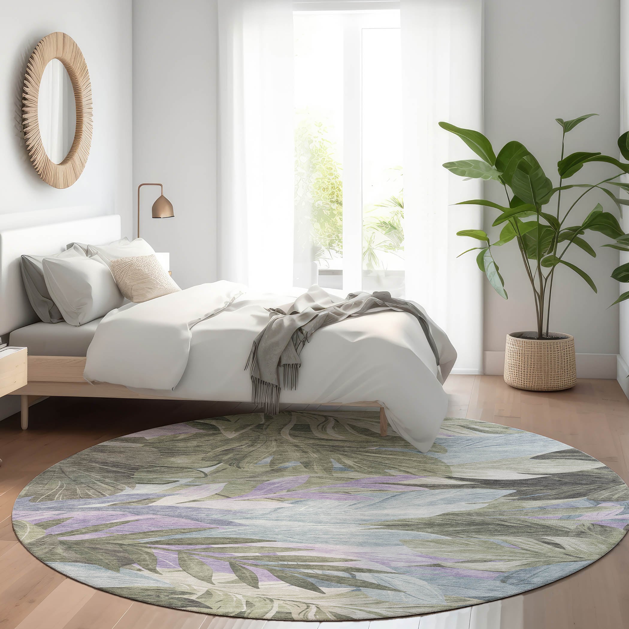 Addison Rugs ACN1499TP8RO Chantille ACN1499TP 8 x 8 (ft) Polyester Taupe Round Indoor/Outdoor Geometric Machine washable Area rug