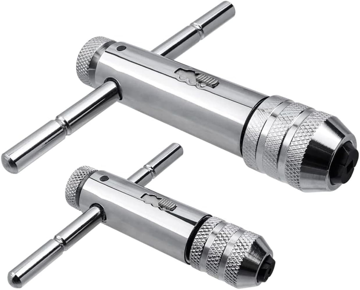 Linder Group Inc 2 pcs Ratchet T Handle Tap Wrench Adjustable T Bar Holder for Metric M3 to M8 and M5 to M12 Thread Screw Taps Alloy Steel Reversible Tool for