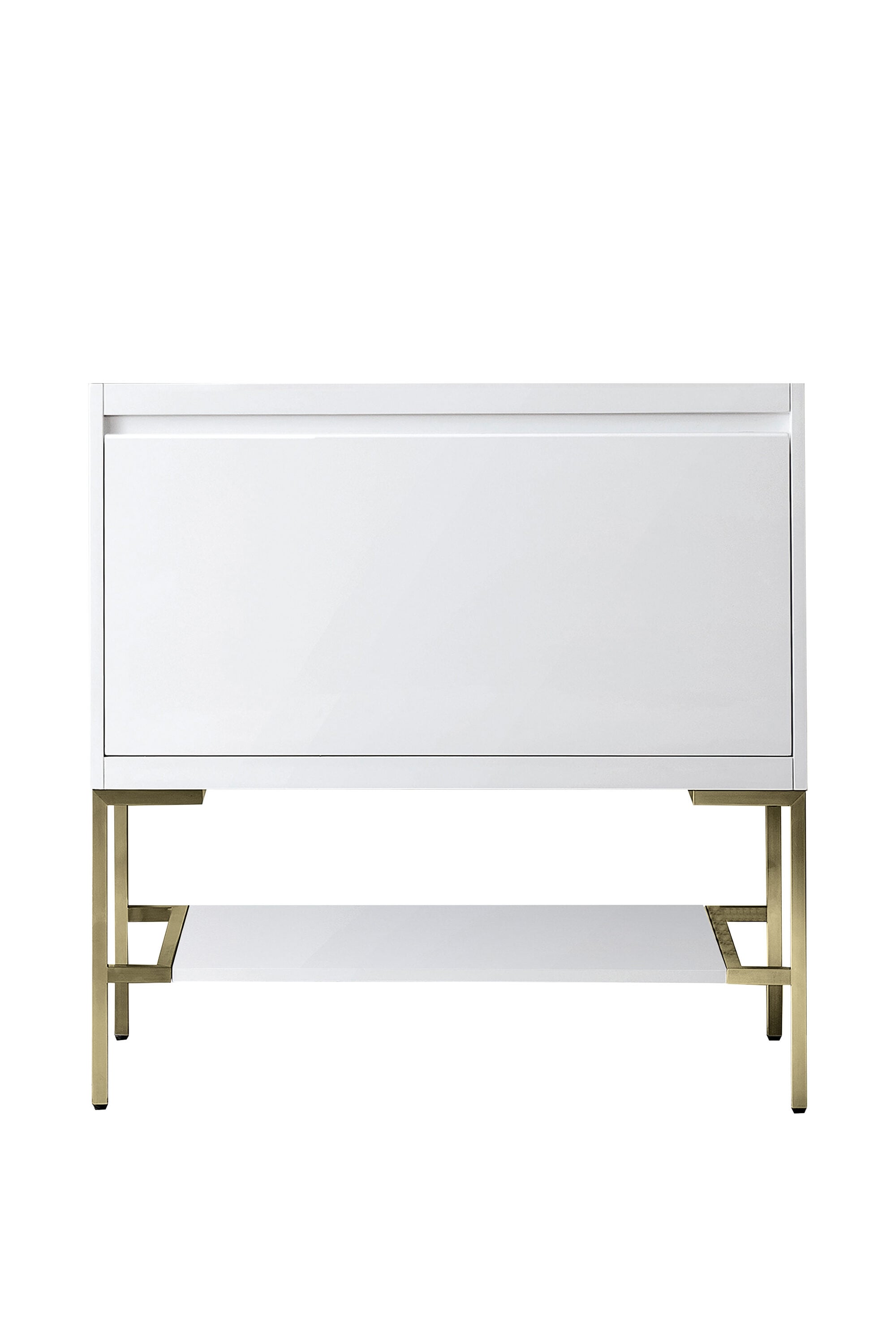 James Martin Vanities 805-V35.4-GW-CB Mantova 36-in Glossy White Bathroom Vanity Base Cabinet without Top