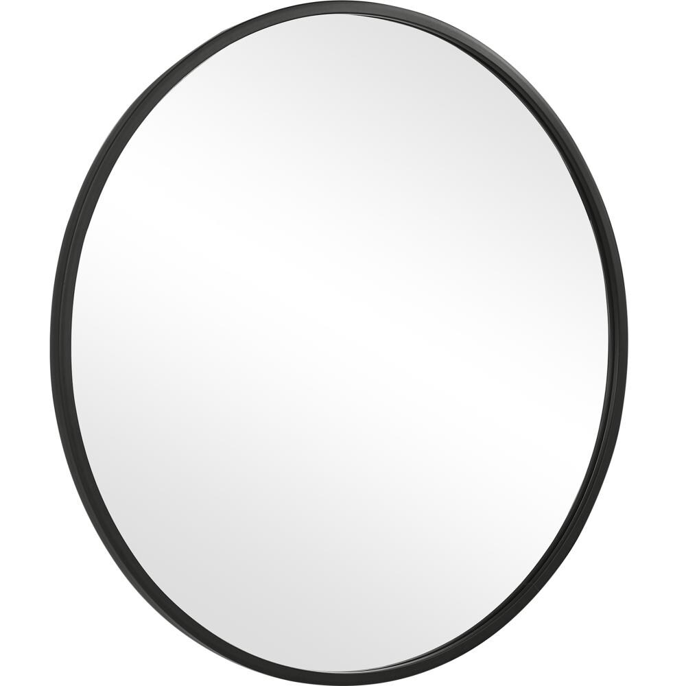 Global Direct 43-in Round Black Rubber Framed Wall Mirror at Lowes.com