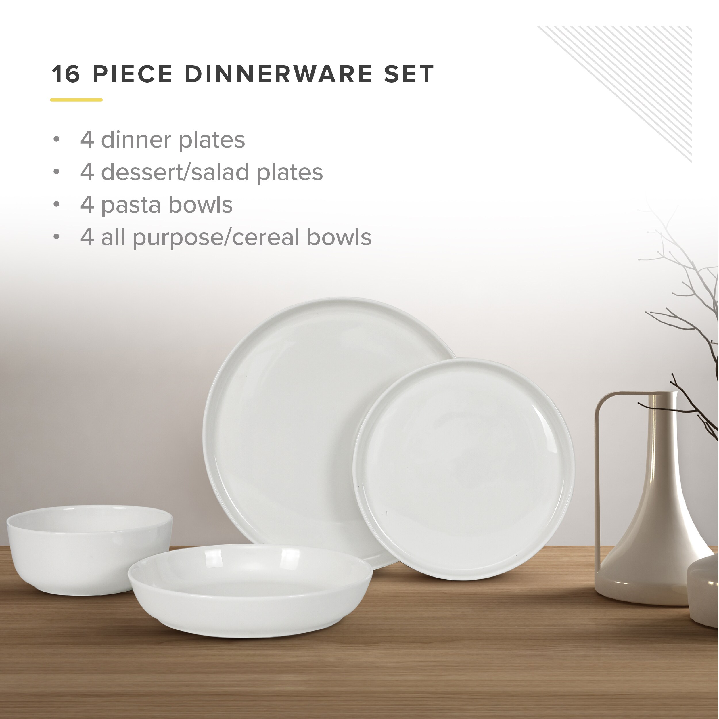 16 piece dinner set with pasta bowls