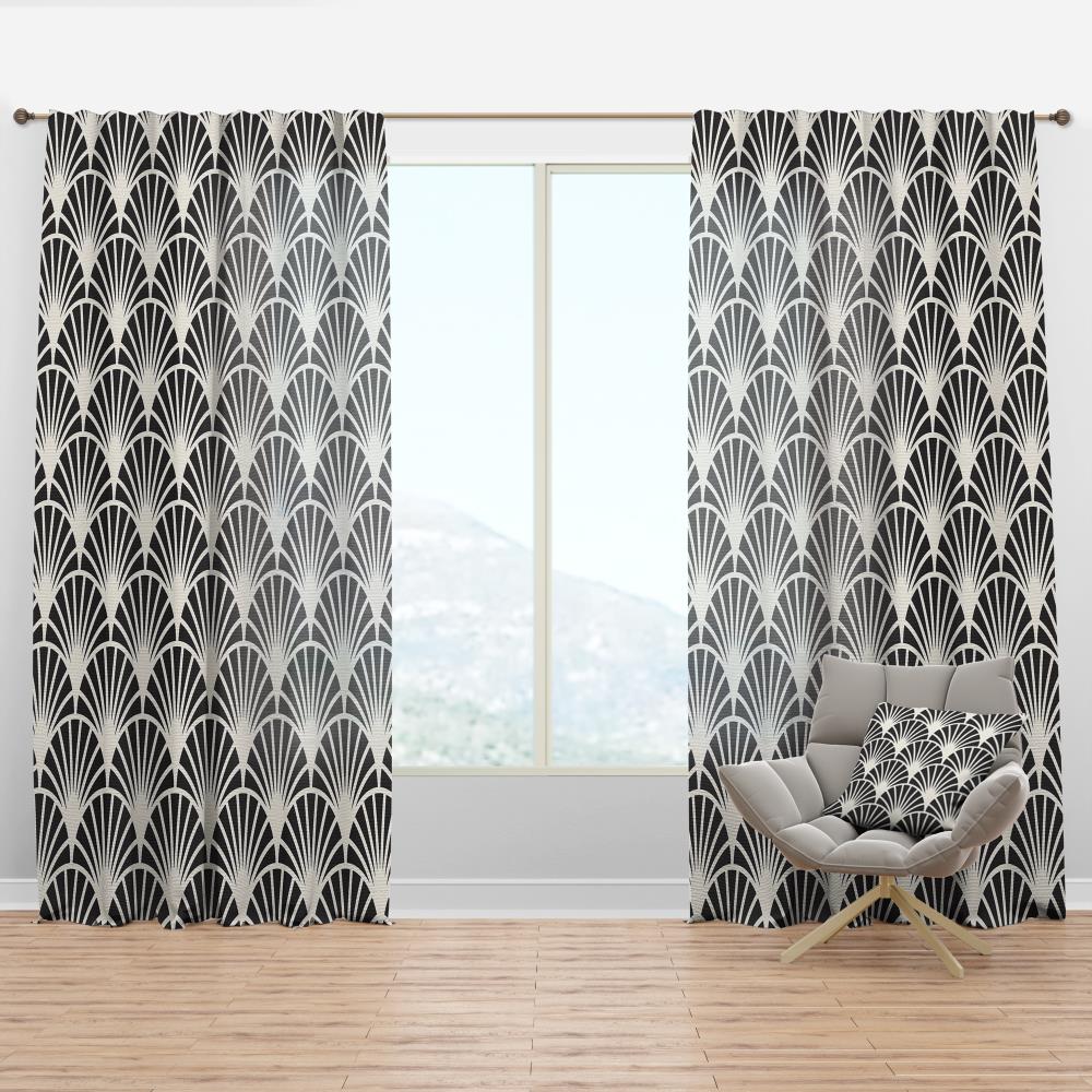 Designart CTN24208-52-84 84-Inches Black Abstract Room darkening Thermal lined Rod pocket Single curtain panel