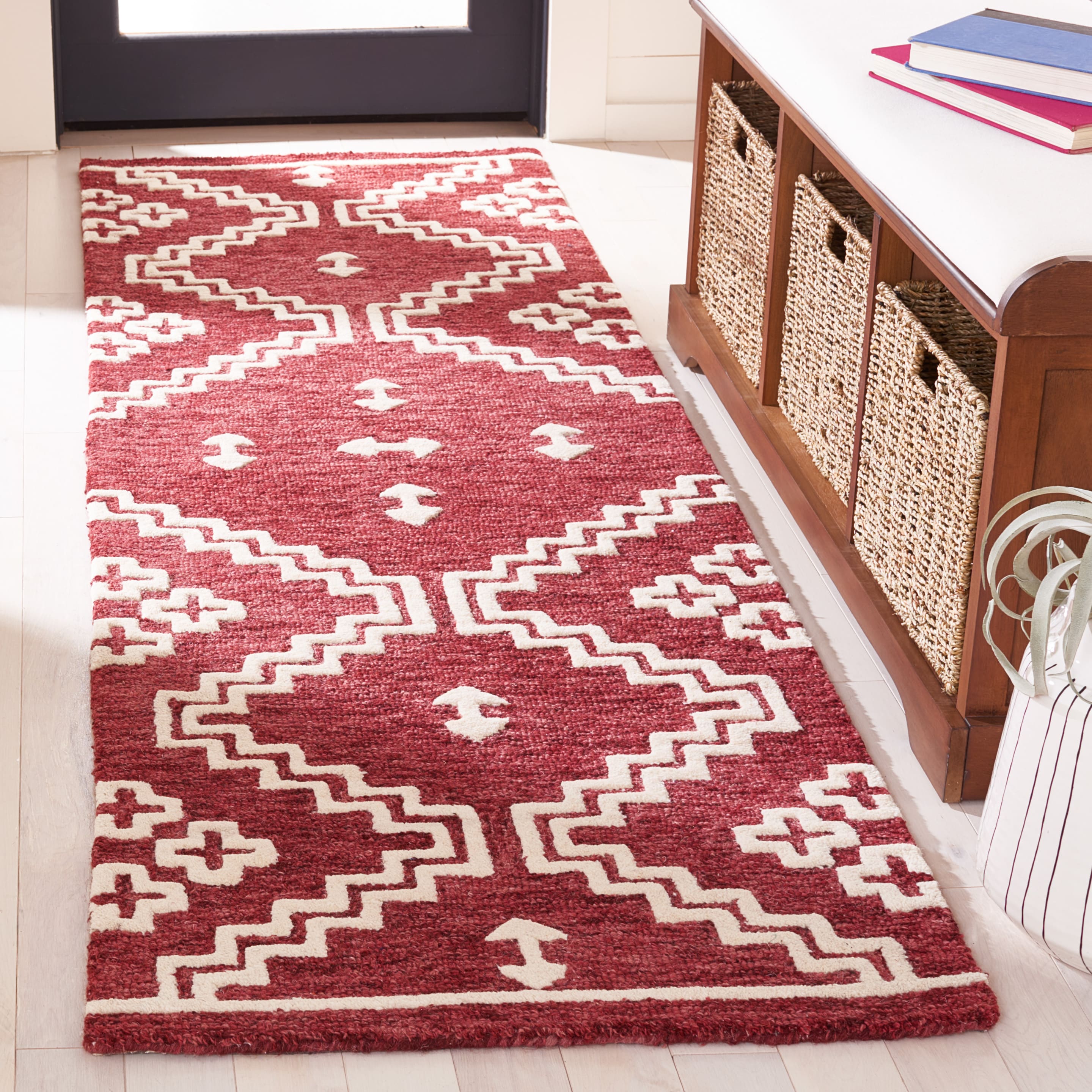  Abstract 852 Red/Ivory Bohemian 2ft-3in x 8ft Runner Rug