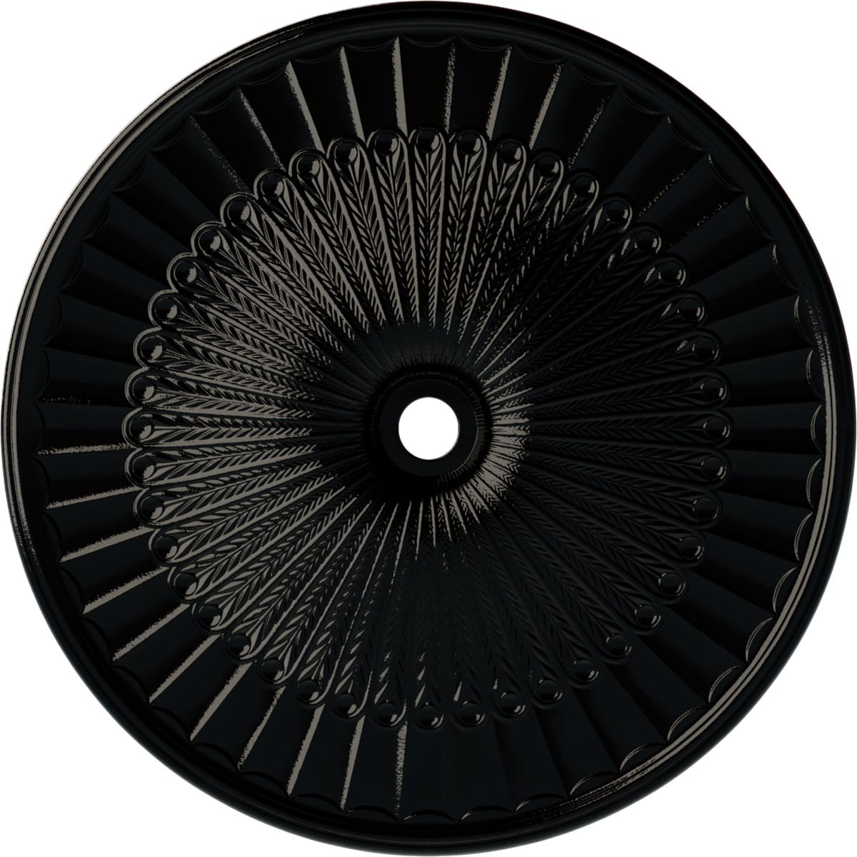 Ekena Millwork CM51GLBPS Galveston 51-in W x 51-in L Painted Black Pearl Polyurethane Whole Ceiling Medallion