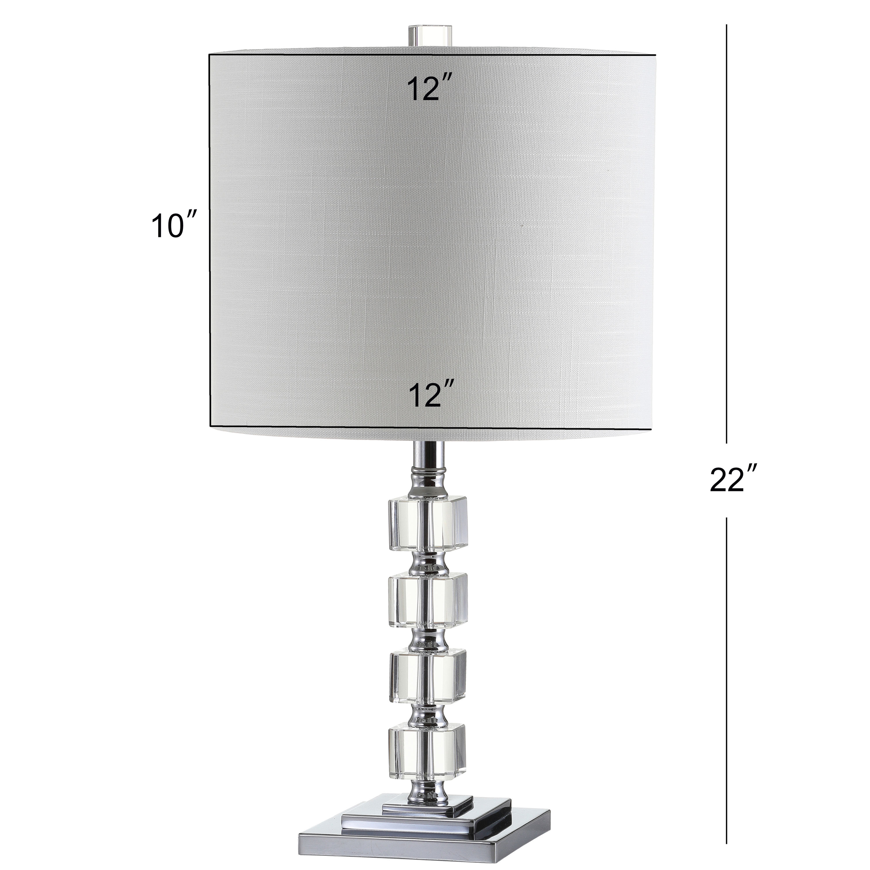 Contemporary Crystal Cube 22" White Linen Shade Table Lamp Set