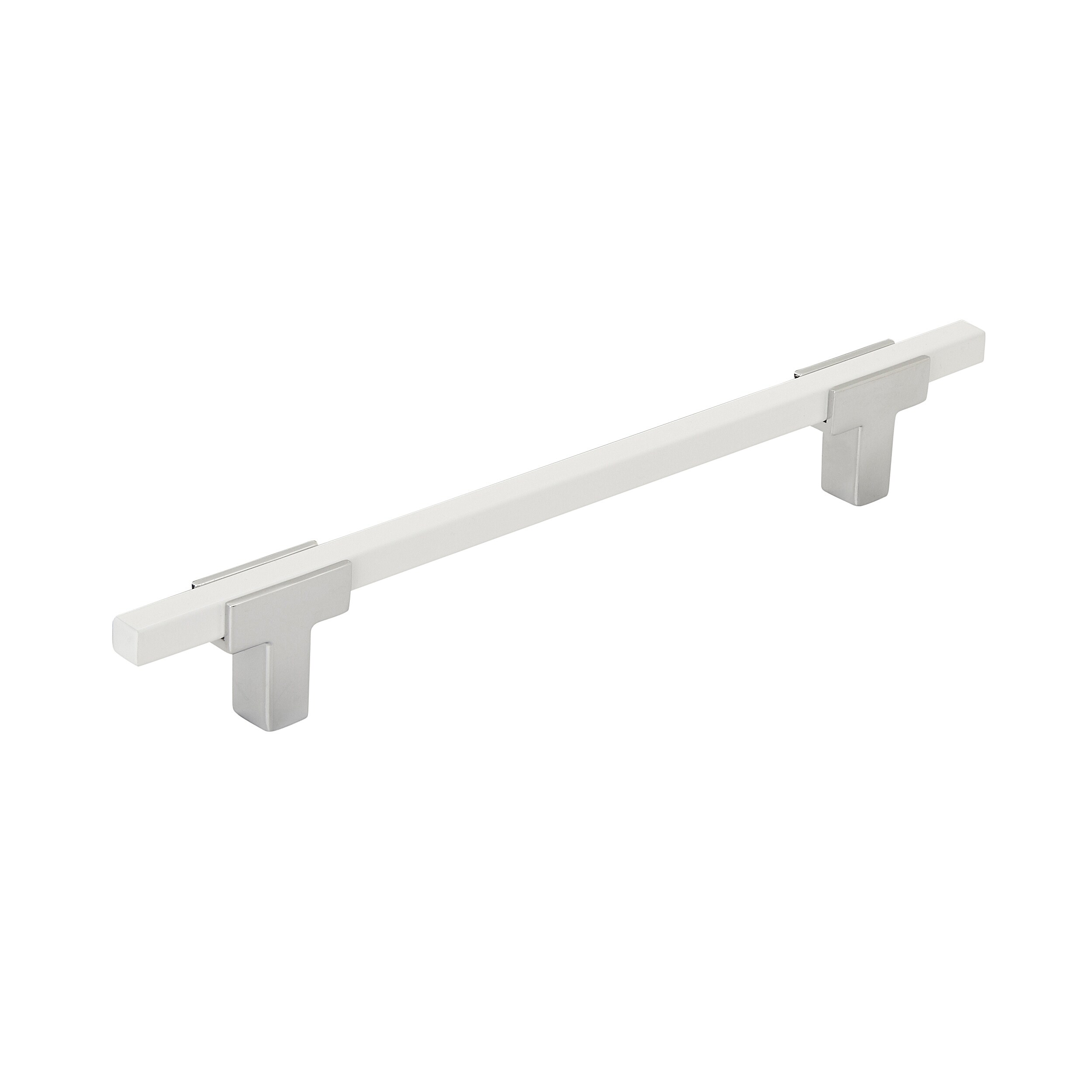 Amerock BP77816026WHT Urbanite 6-5/16-in , 160mm Center to Center Polished Chrome/White Rectangular Bar