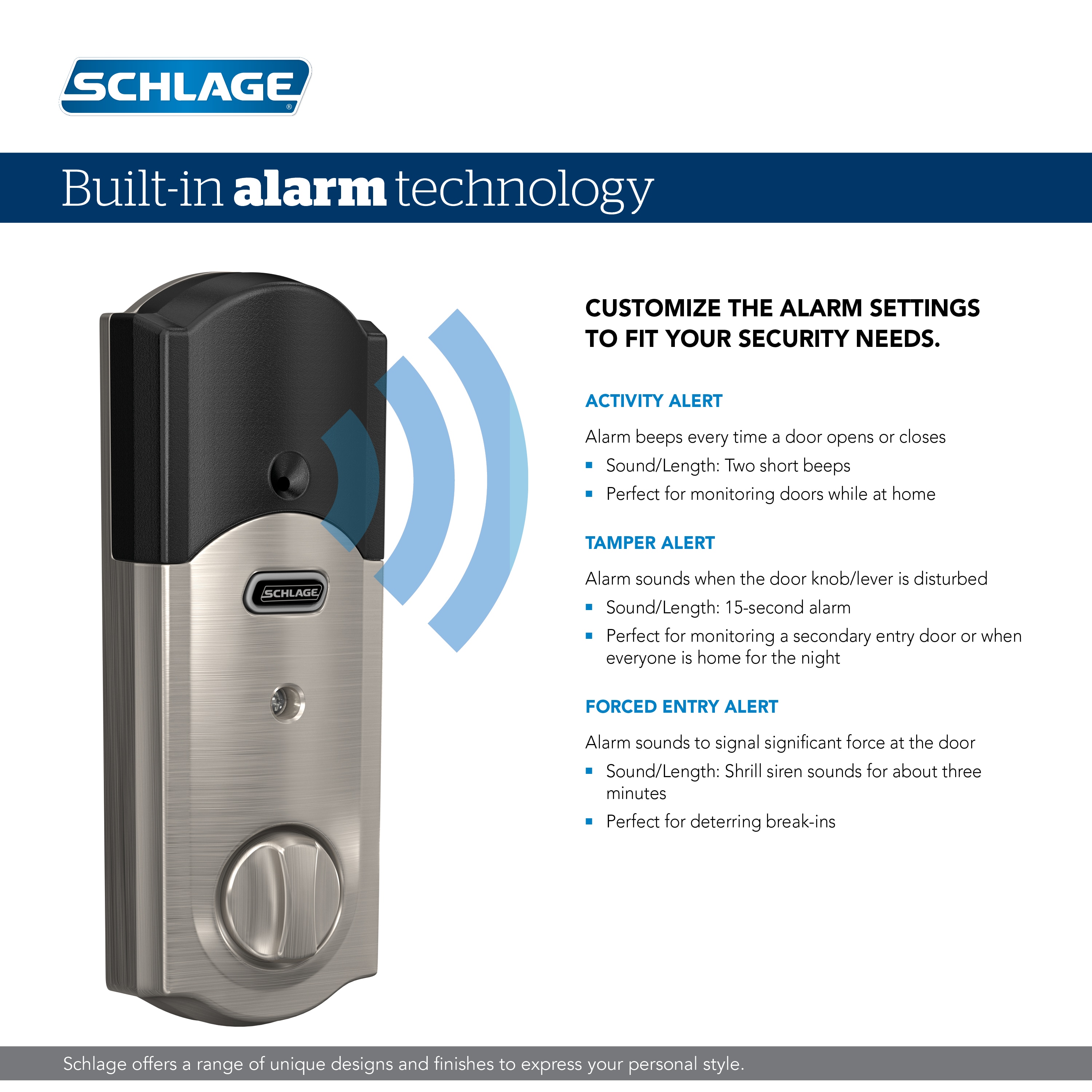 Schlage Connect Camelot Satin Nickel Wifi Single Cylinder Electronic  Deadbolt Built-In Z-wave Lighted Keypad Touchscreen Smart Lock in the  Electronic Door Locks department at