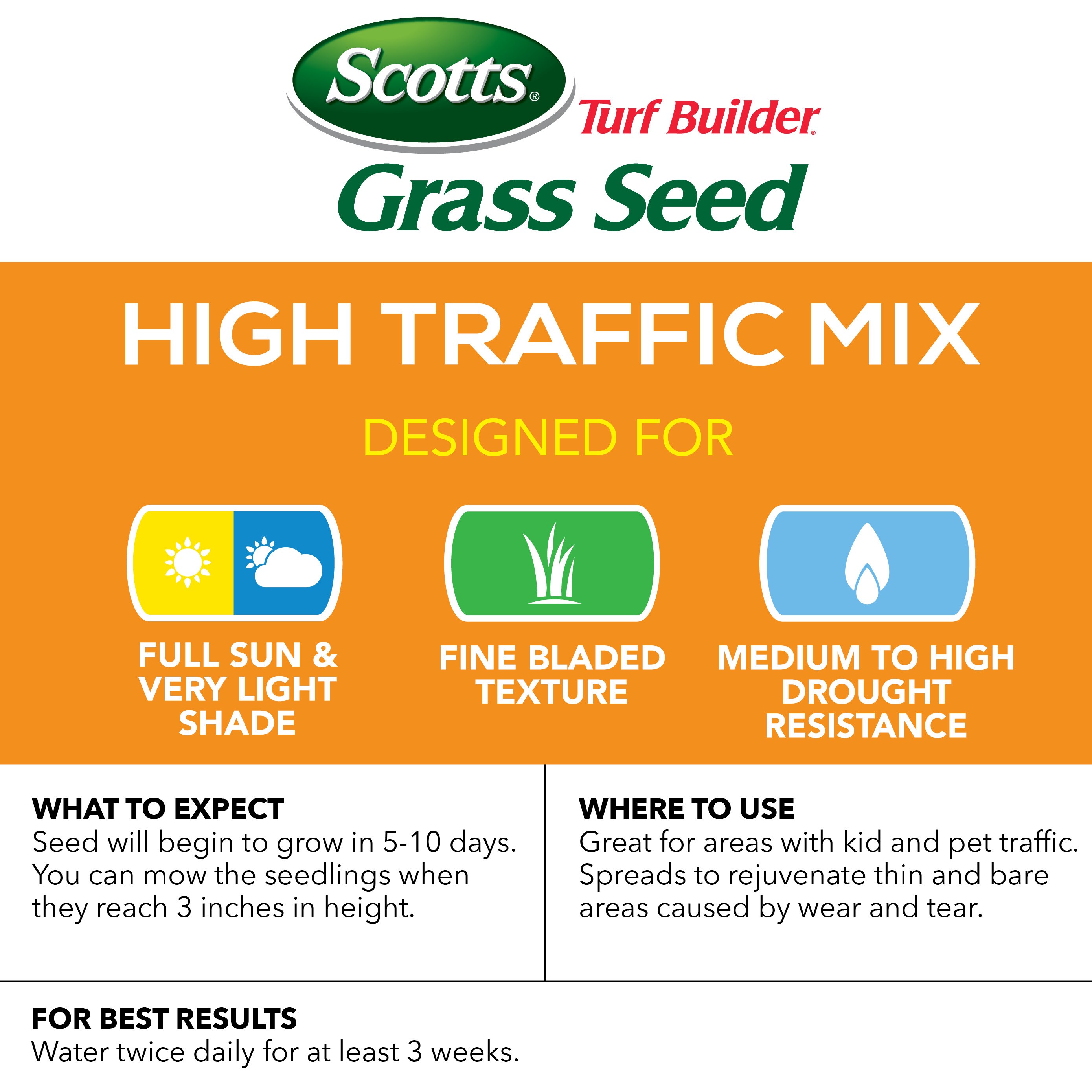 Scotts Turf Builder High Traffic Mix 3-lb Mixture/Blend Grass Seed at ...