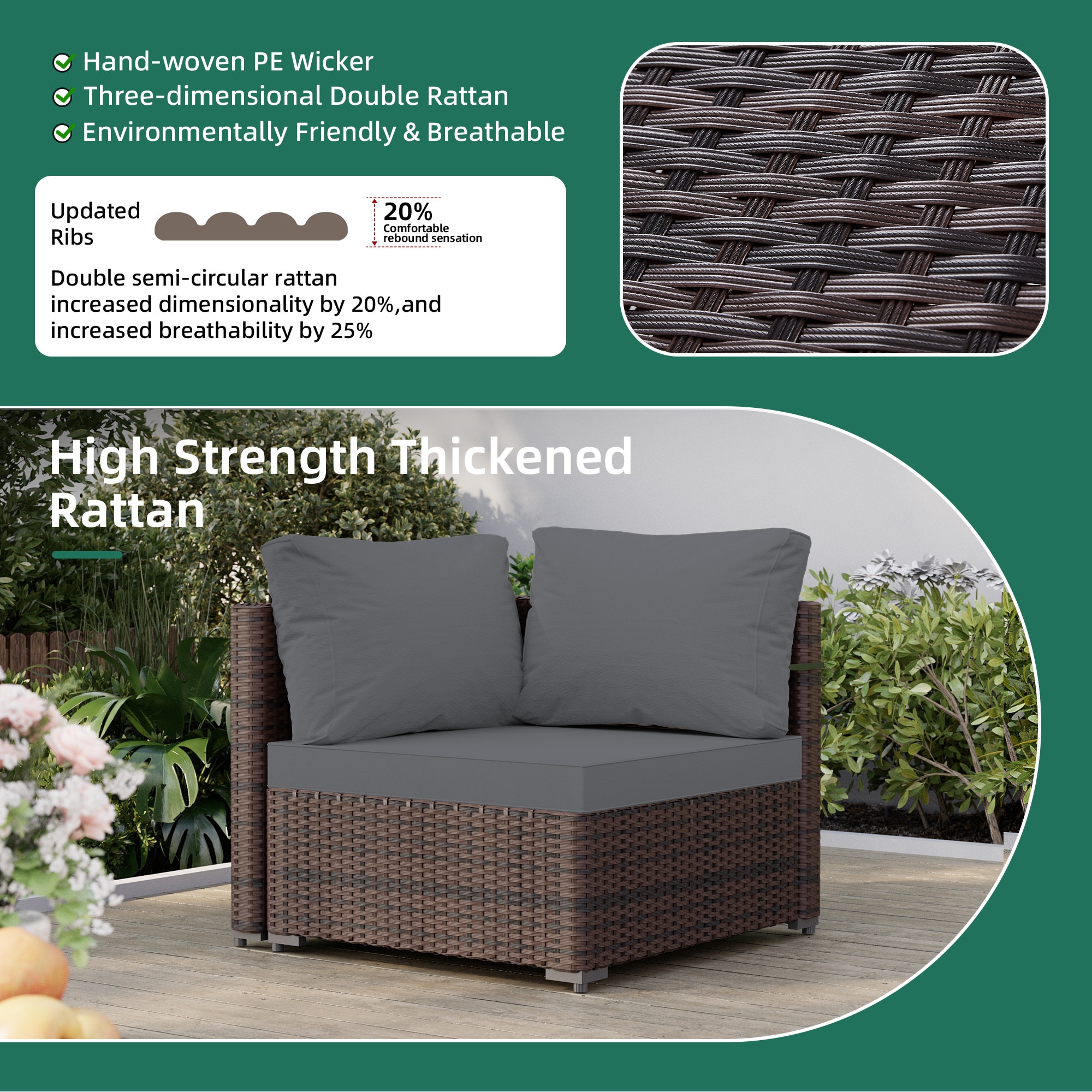 UPHA TBBR-ABC43Y11-DGAY Patio-Conversation-Sets - View #4
