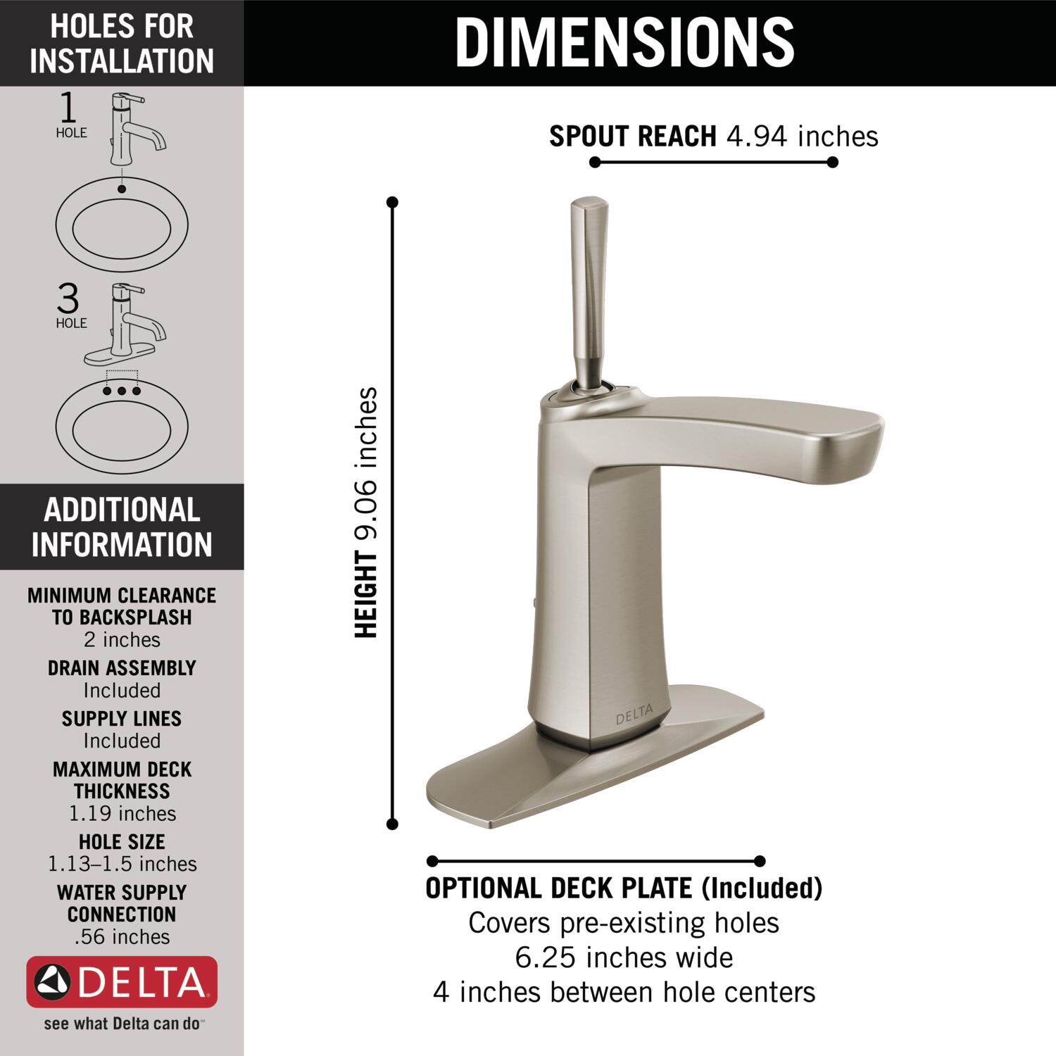 Vesna Brushed Nickel Single-Hole Bathroom Faucet with Worry-Free Drain Catch
