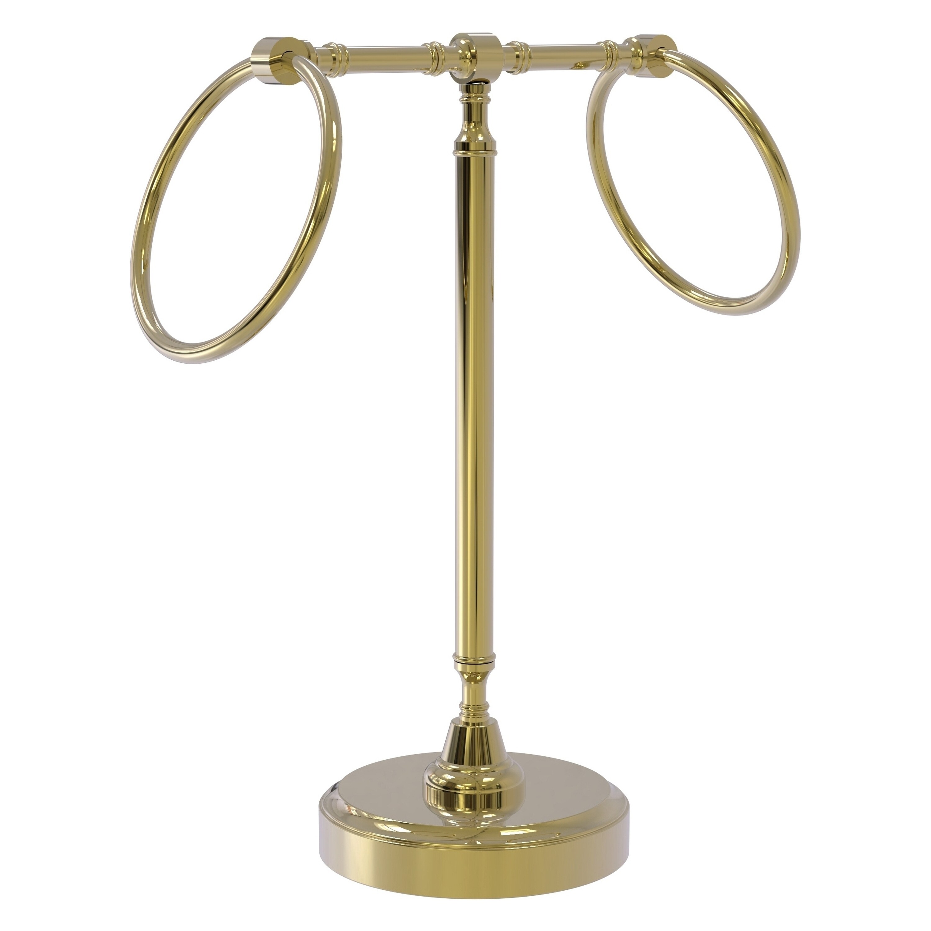 Allied Brass RWM-3-UNL Retro Wave Unlacquered Brass Freestanding countertop Double Towel Ring