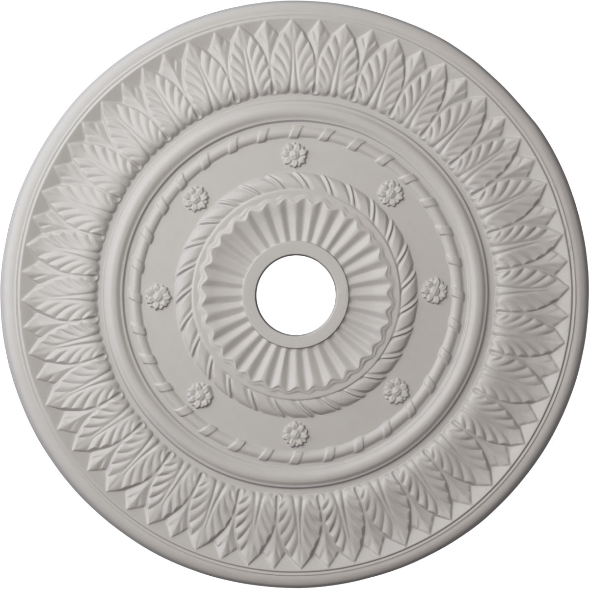 Ekena Millwork CM26LFUWF Leaf 26.75-in W x 26.75-in L Painted Ultra Pure White Polyurethane Whole Ceiling Medallion