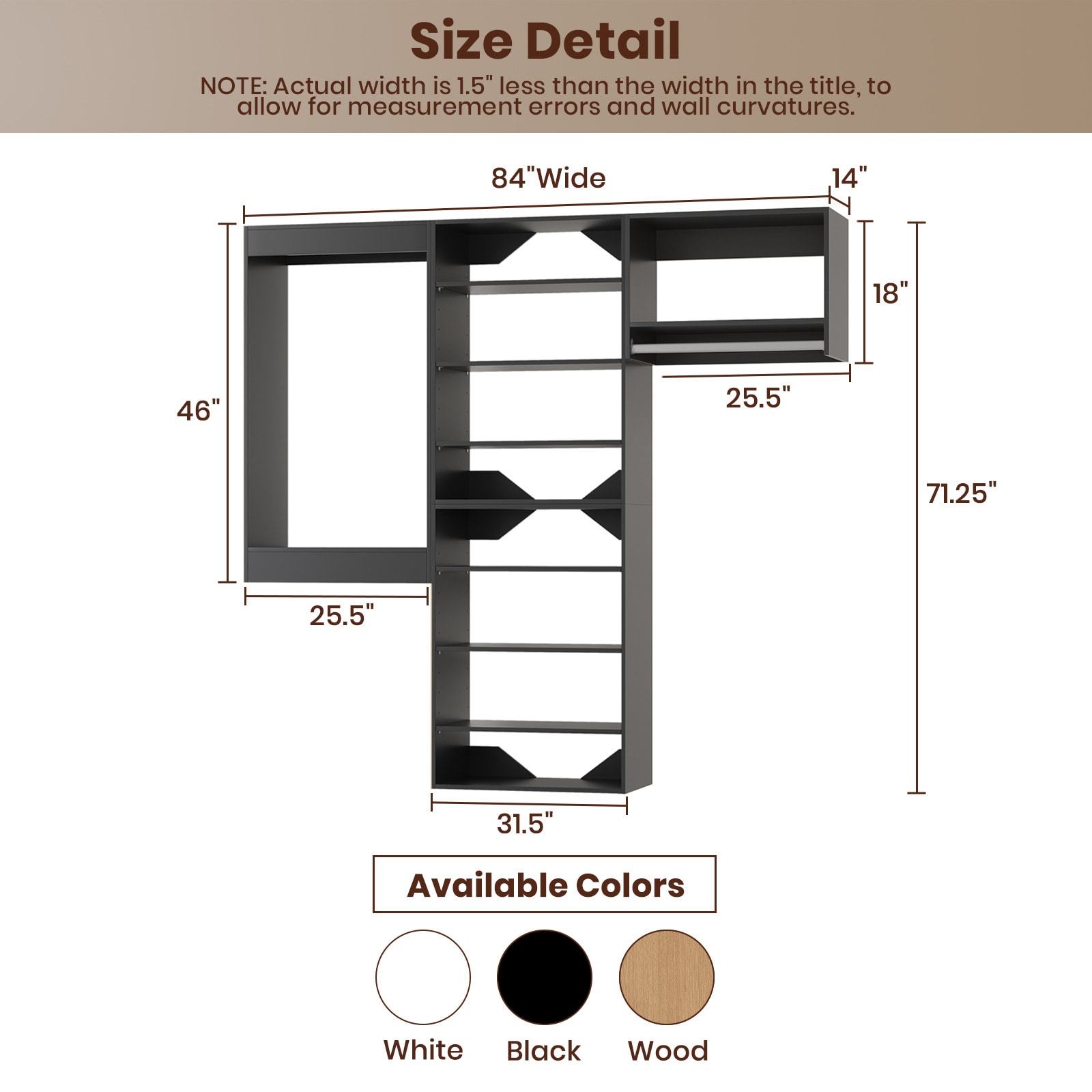 LOVMOR LO-MODEL6-13-ZJL Wood-Closet-Shelves - View #7