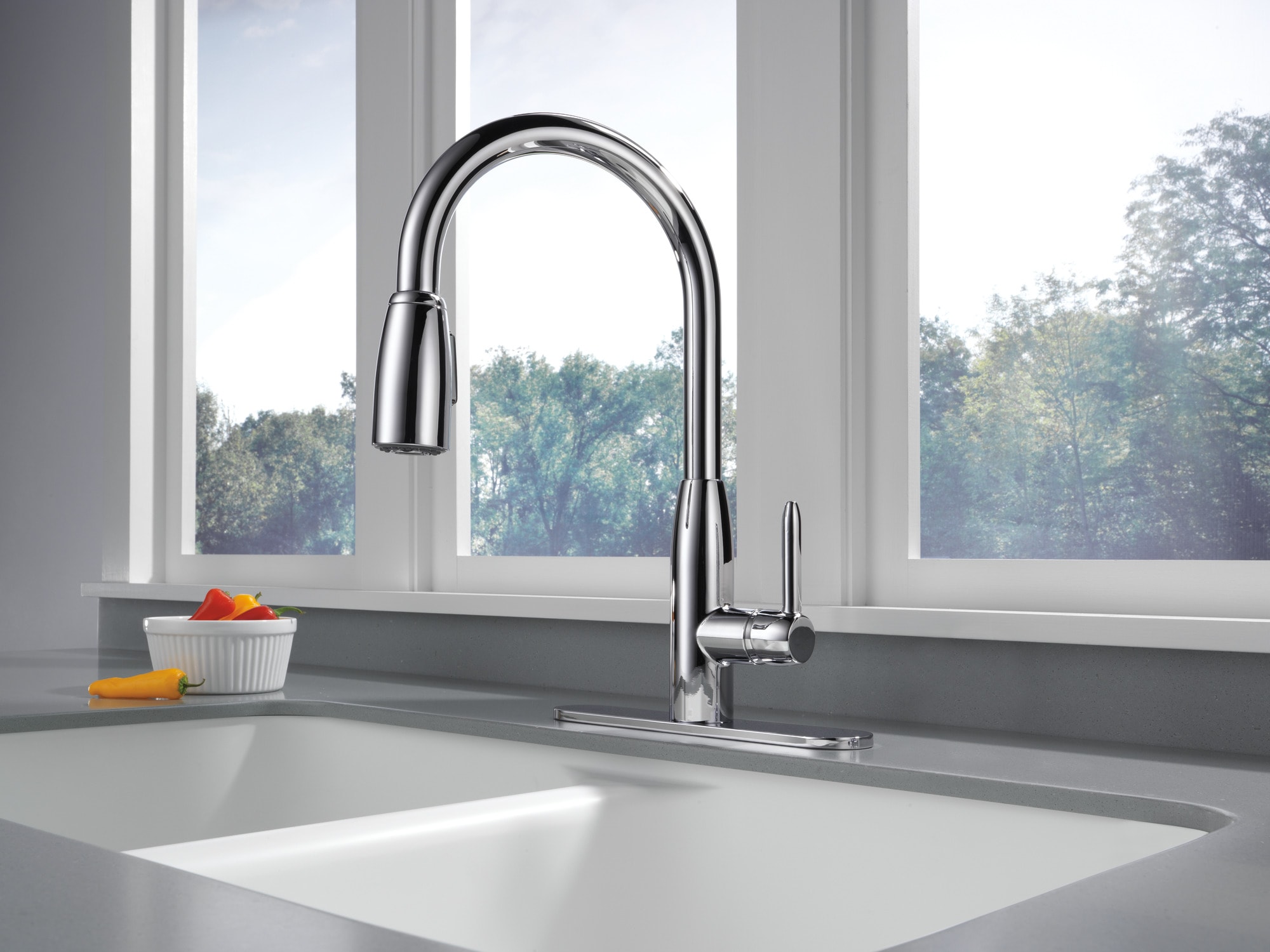 Core Polished Chrome Pull-Down Kitchen Faucet with Spray