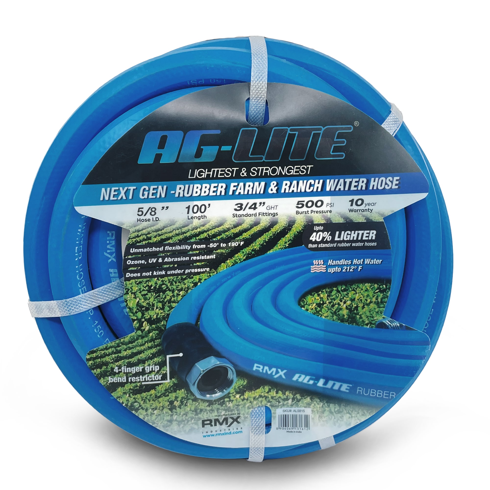 AG-LITE BSAL58100 AG-Lite 5/8-in x 100-ft Premium -Duty Kink Free Rubber Blue Hose