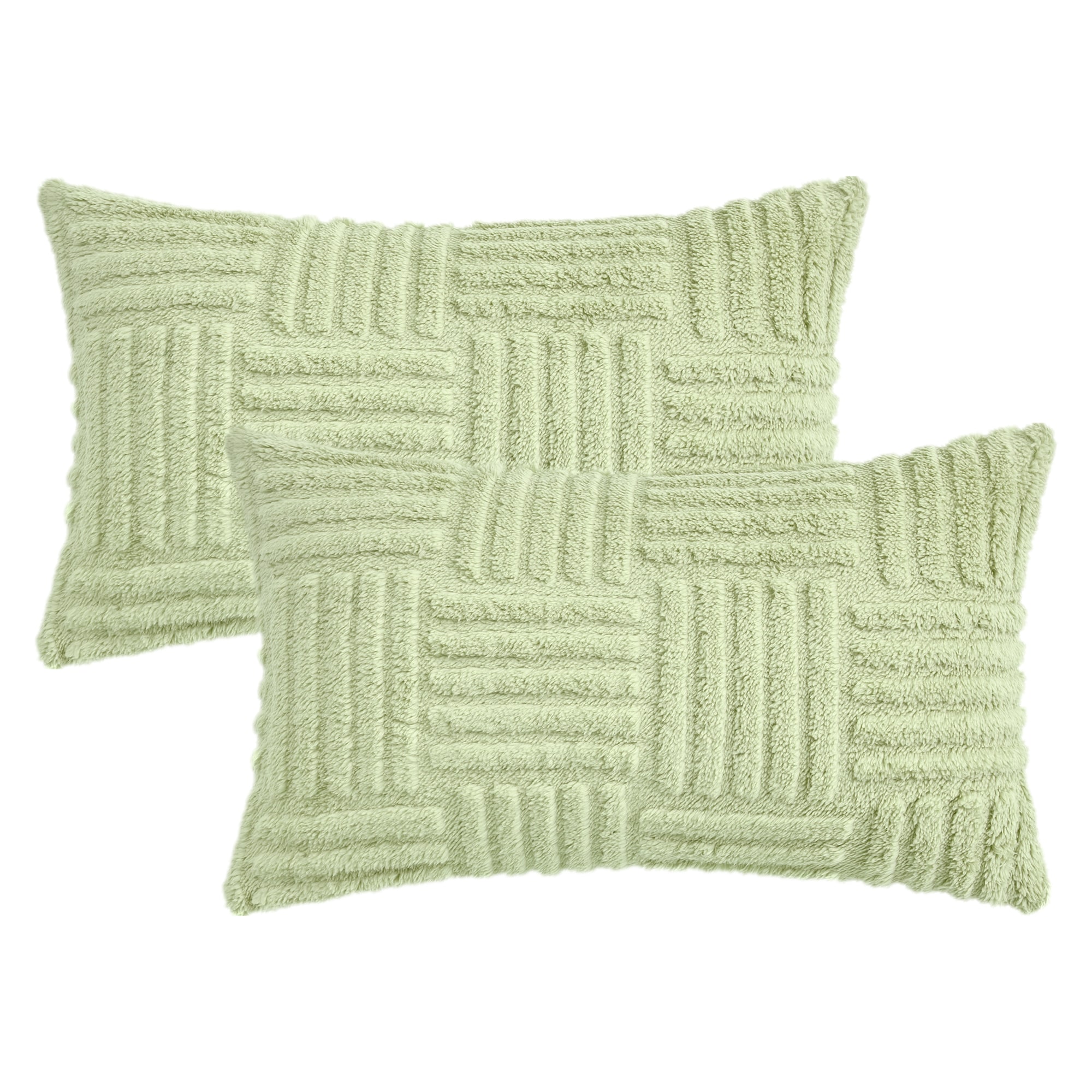 Unique Bargains Throw Pillow Covers 2pcs Striped Decorative Couch Pillow Cases Farmhouse Home Decor for Bed Sofa Living Room 12 x 20 Inch Green