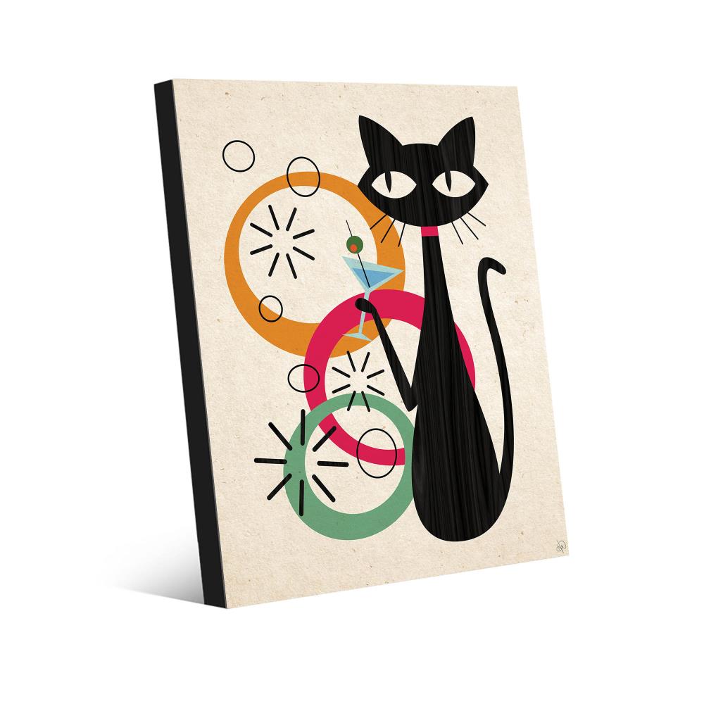 Creative Gallery RET001066MTL20X24FM Retro Martini Cat Gamma 24-in H x 20-in W Vintage/Retro Metal Print