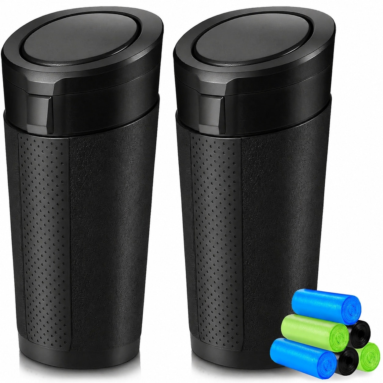 CYIKE -  Car Trash Can with Lid Leakproof Mini Garbage Bin with 180 Trash Bags Fits Cup Holders a...